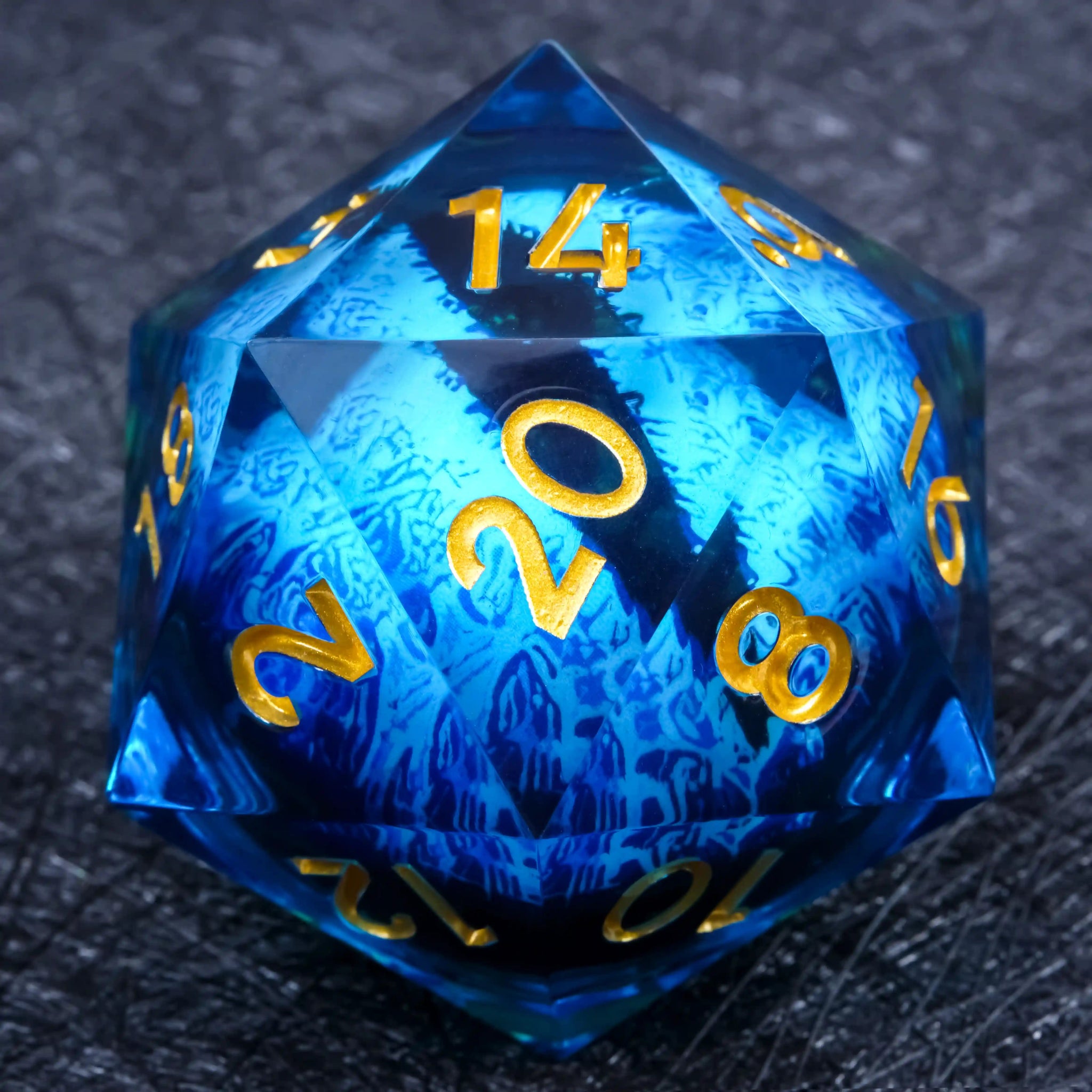55mm Giant D20 Dice Resin Liquid Core Dragon Eye RPG Dice - Bear Dice