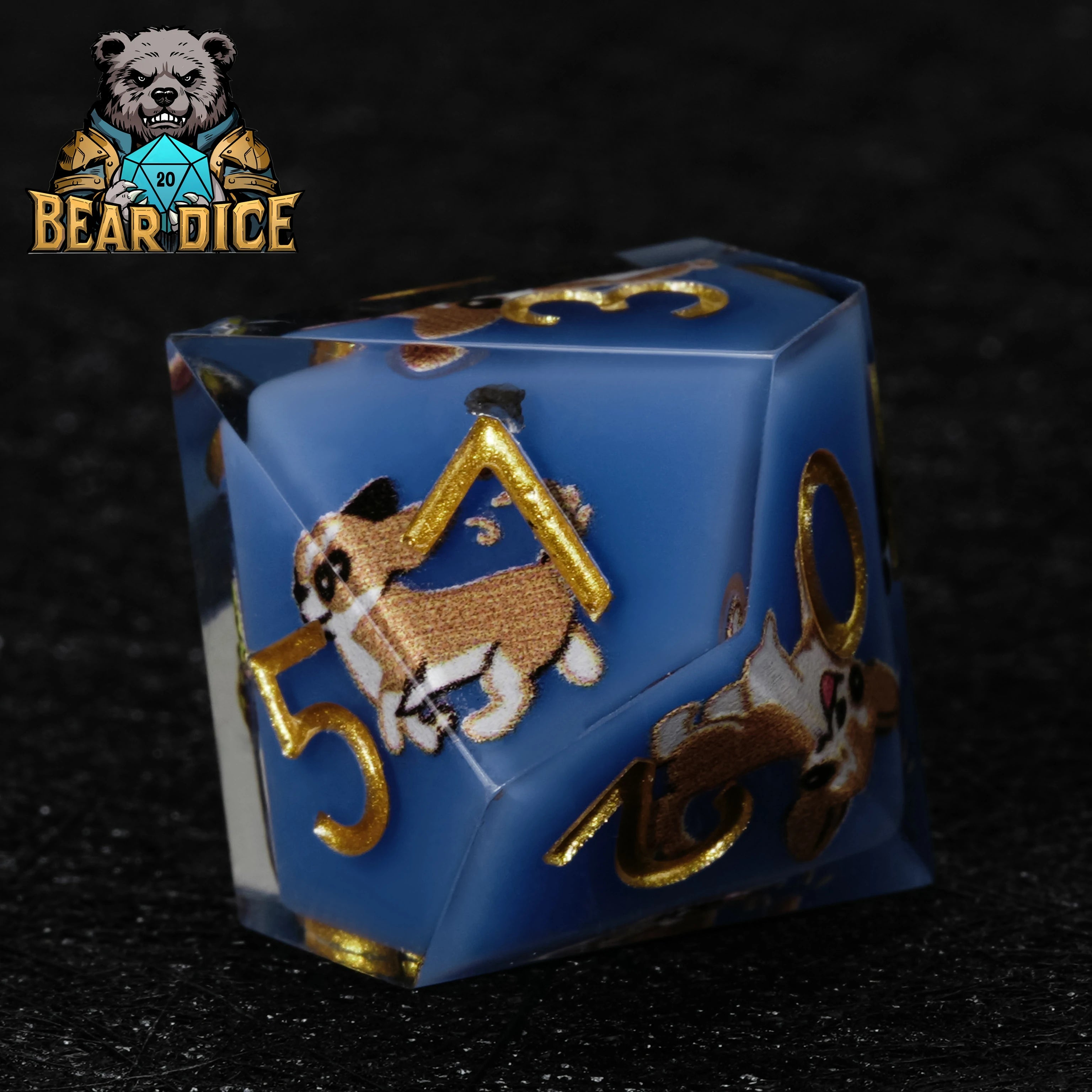 Chihuahua Blue Resin DND D10 Dice | Bear Dice