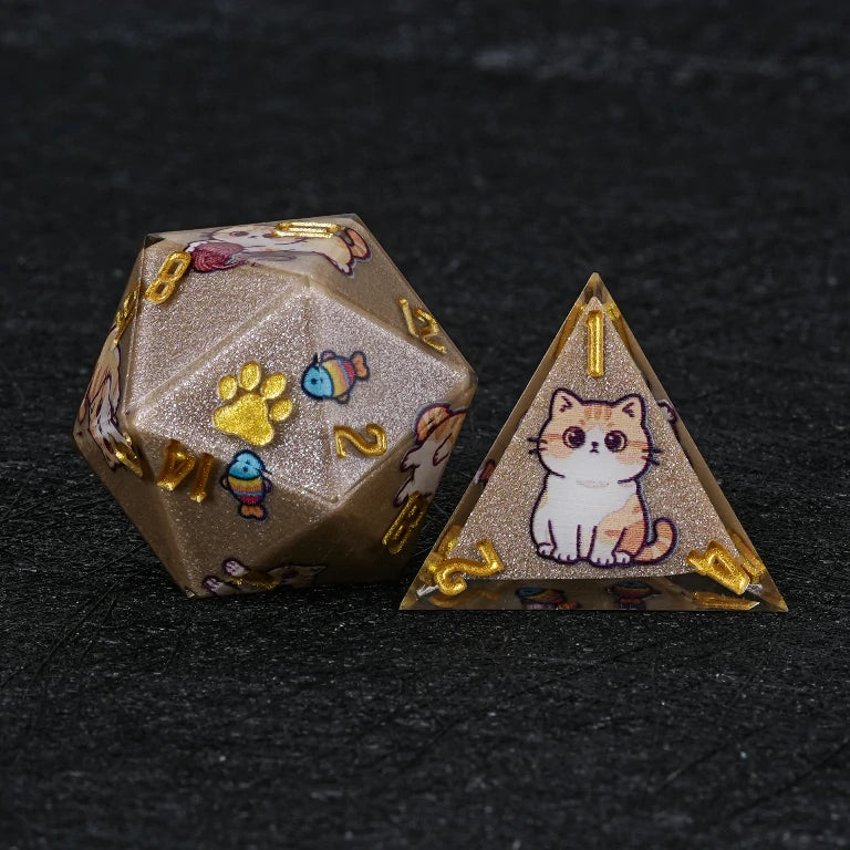 Kickstarter Dice — Exotic Shorthair Polyhedral DND Resin Dice Set