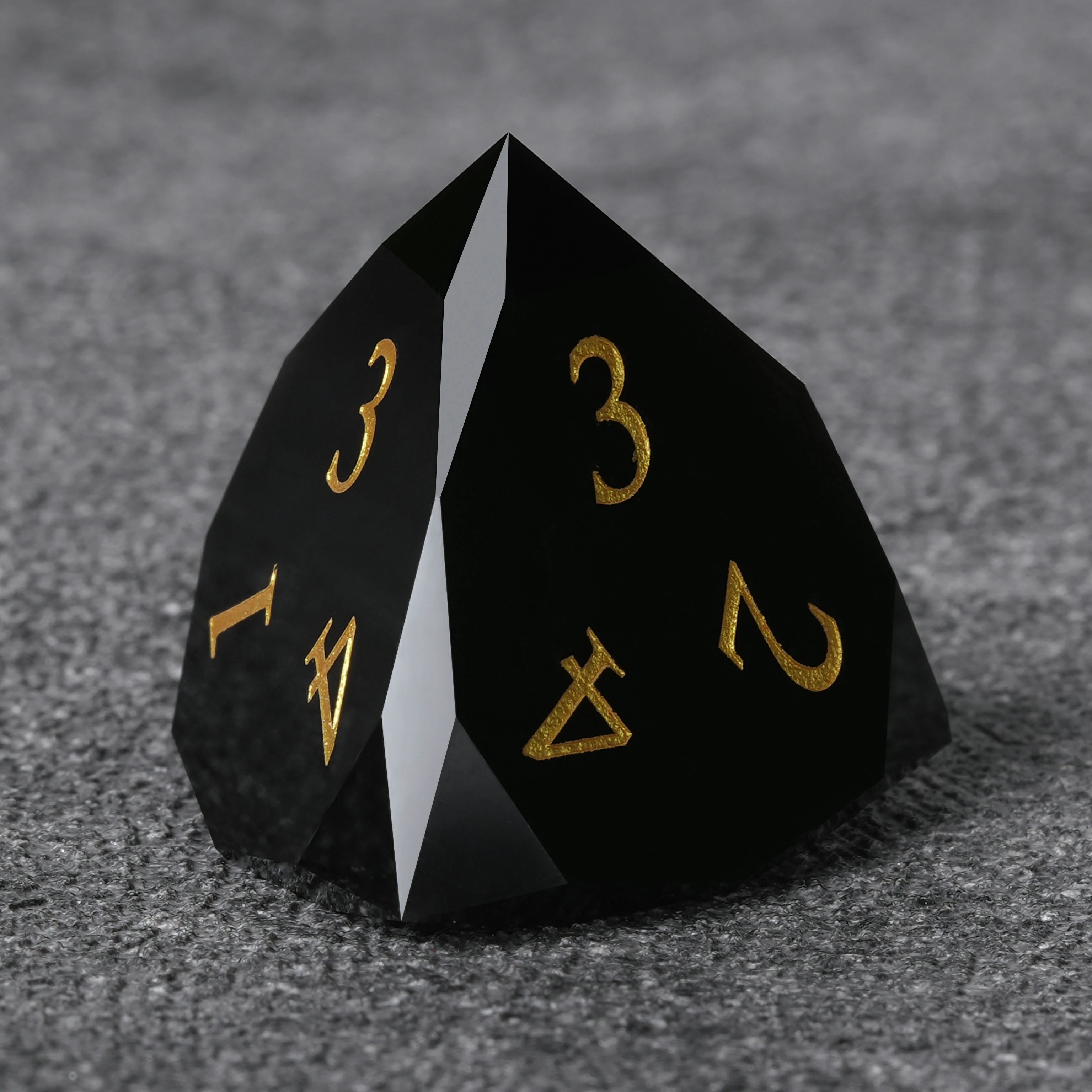 Multi-Faceted Obsidian Gemstone Dice
