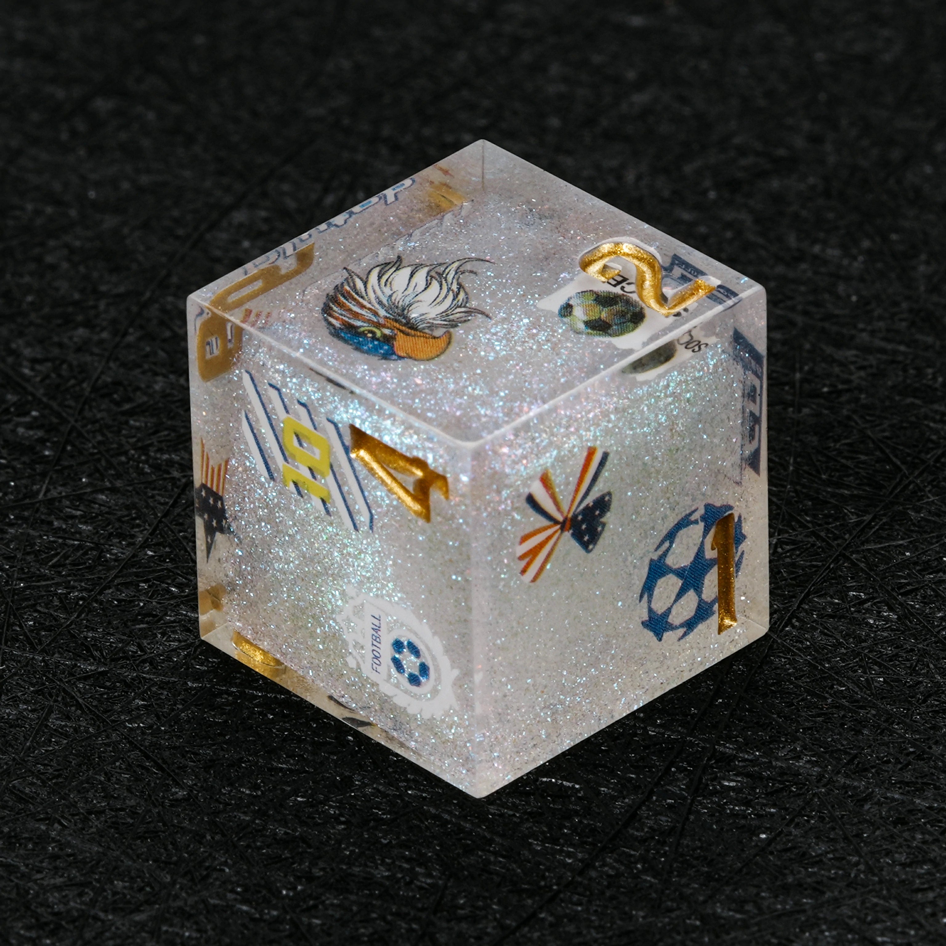 World Cup USA Soccer DND Dice Set – White Glitter Resin 7-Piece RPG Dice