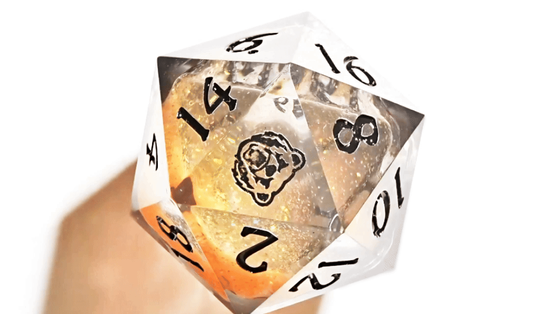 Kickstarter Dice - Blazing Bear Orange Liquid Core Resin Dice Set