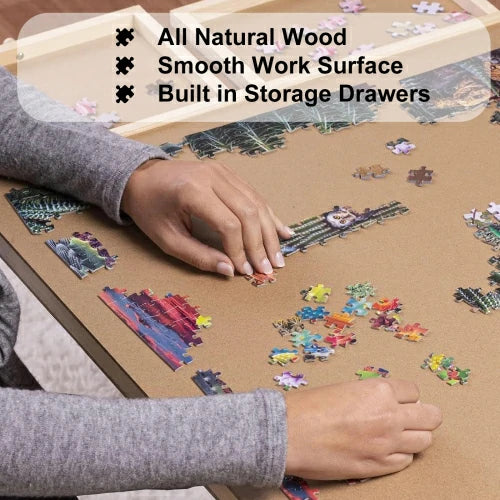 27-inch Tall Wooden Folding Game Table with Puzzle Sandbox