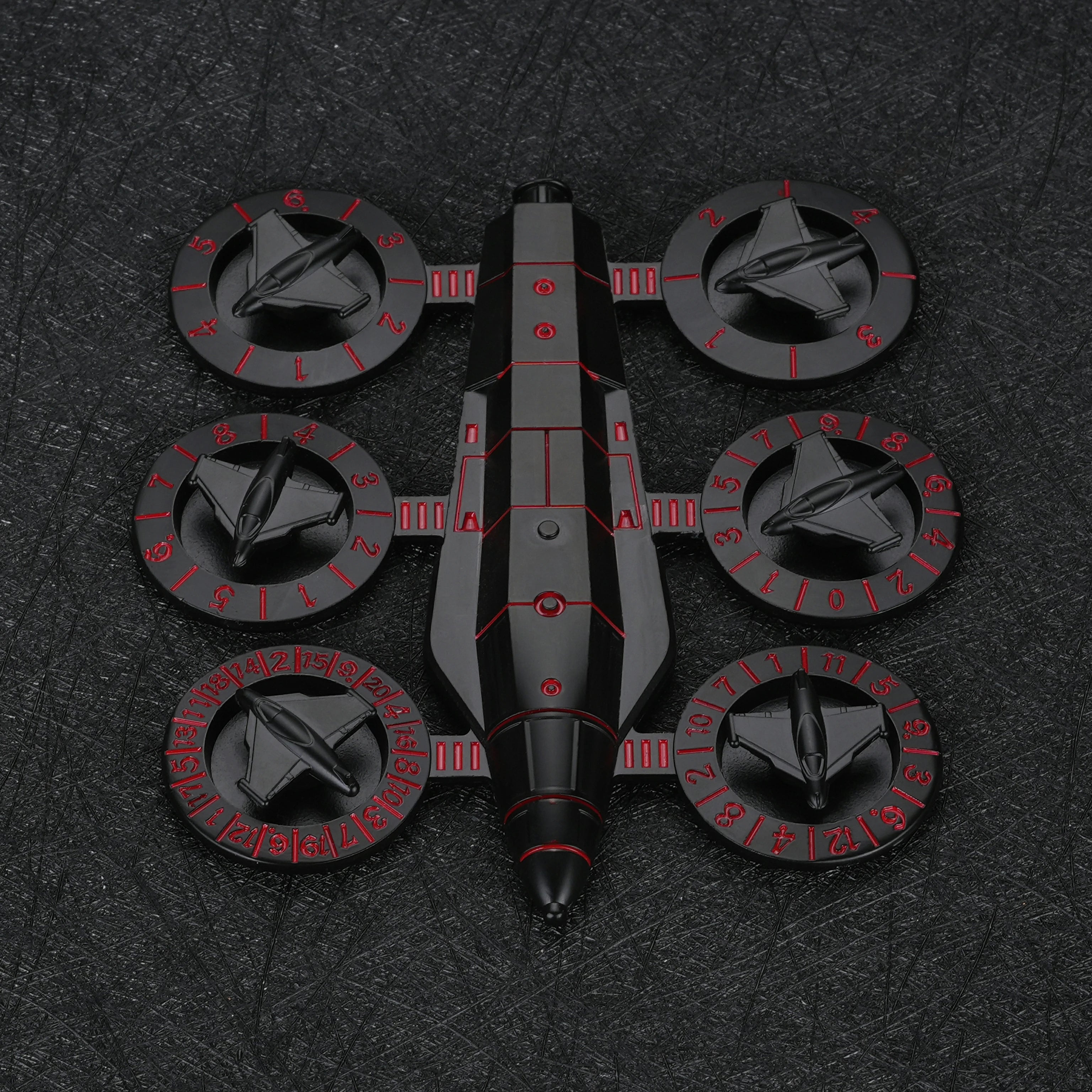 Unique 7-in-1 Spaceship Wing Spinner Metal Dice Set – D4 D6 D8 D10 D12 D20 D00