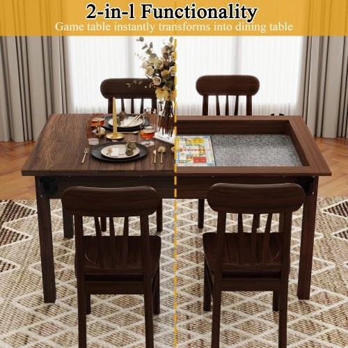 63 - inch x 40 - inch game table with removable tabletop, in vintage brown - Bear Dice