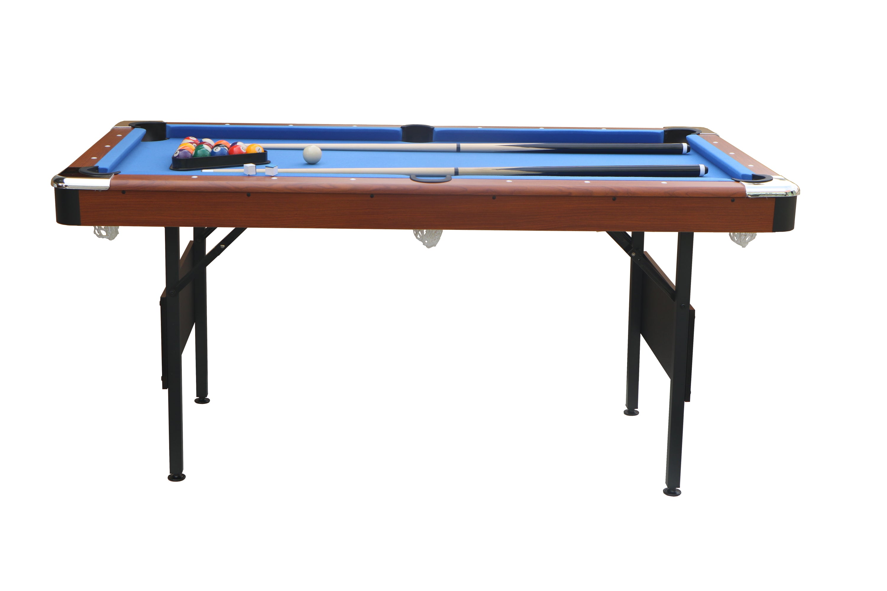 63-inch foldable blue felt rectangular wooden billiard table | Bear Dice
