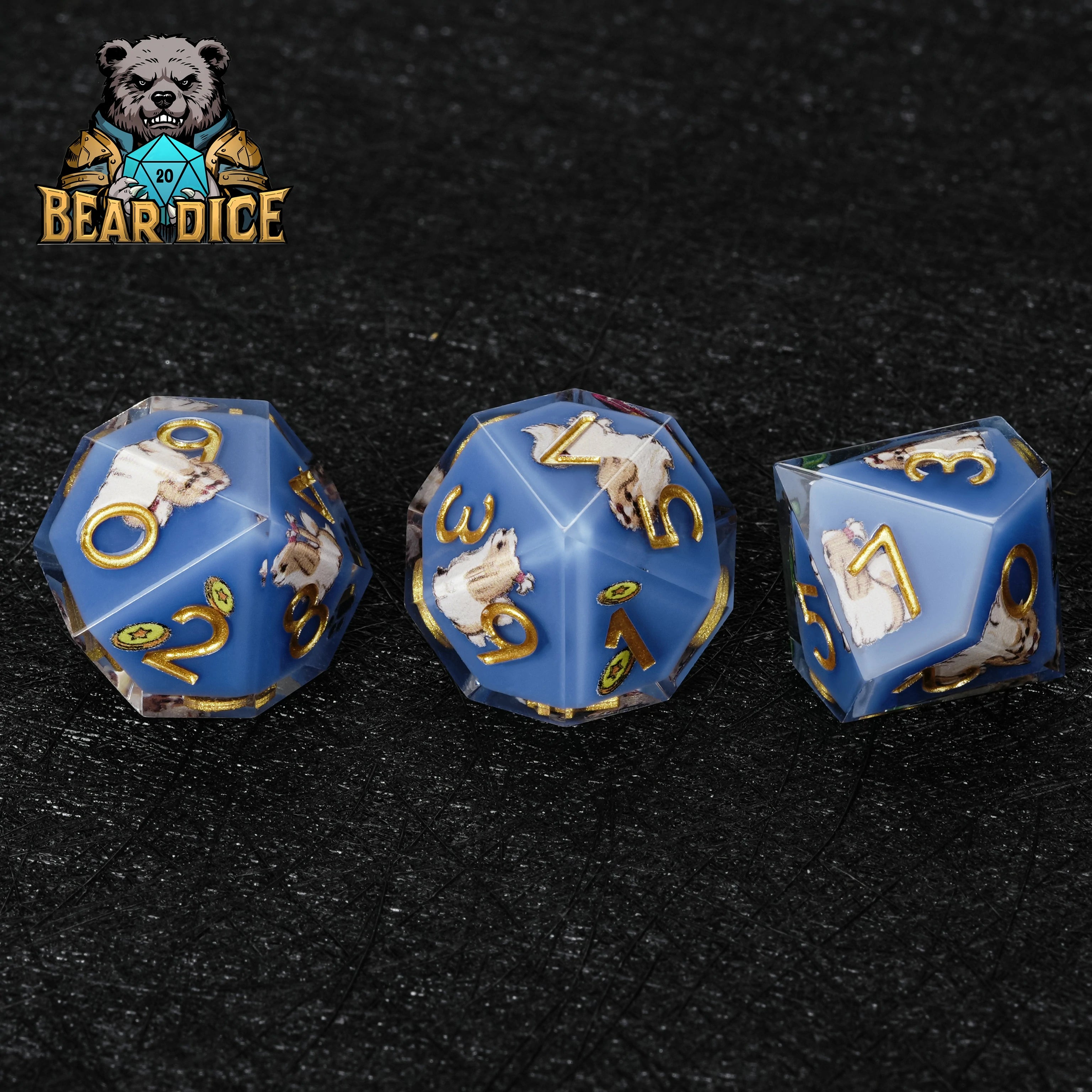 Blue Resin Shih Tzu DND D10 Dice