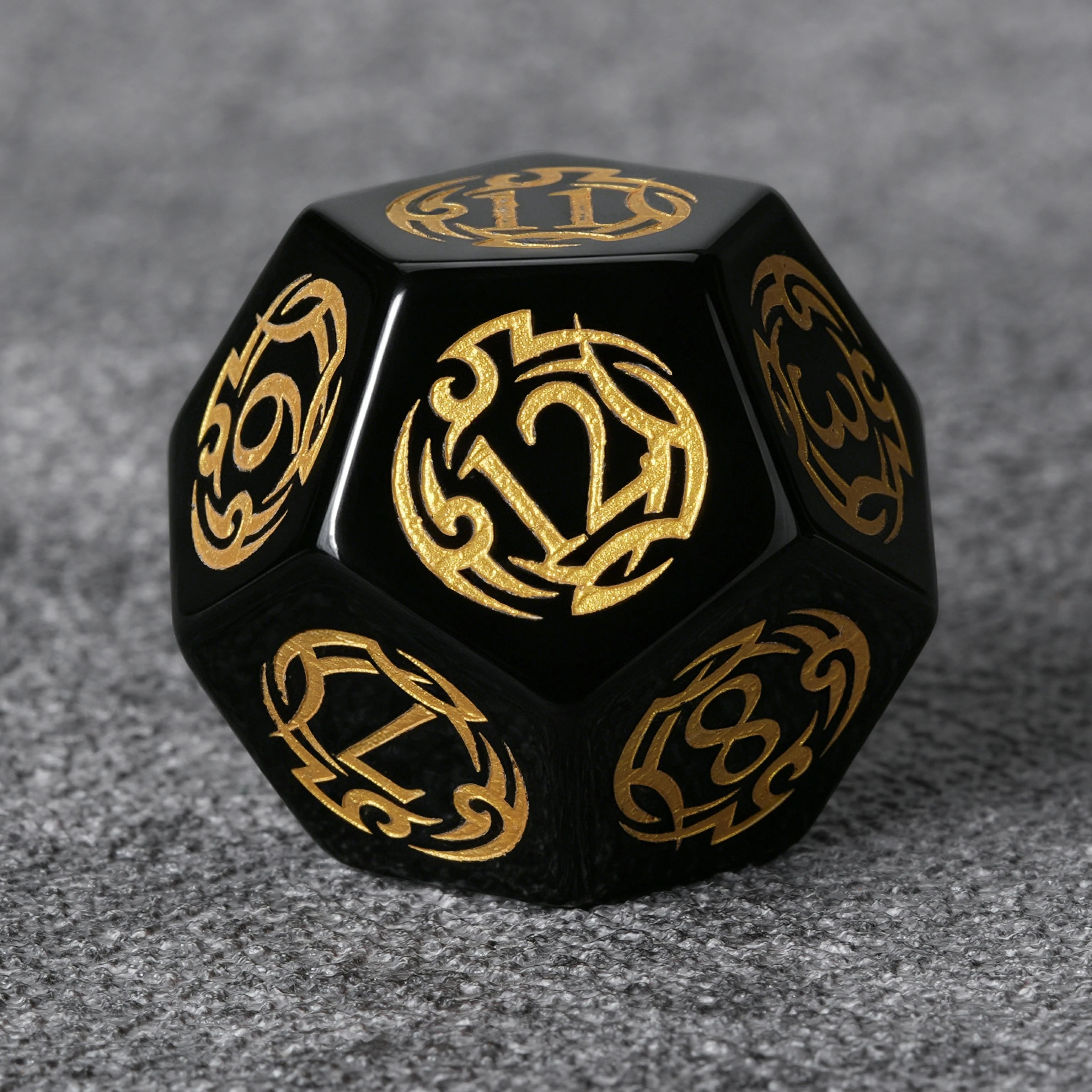 Flame Rune Obsidian Dice Set