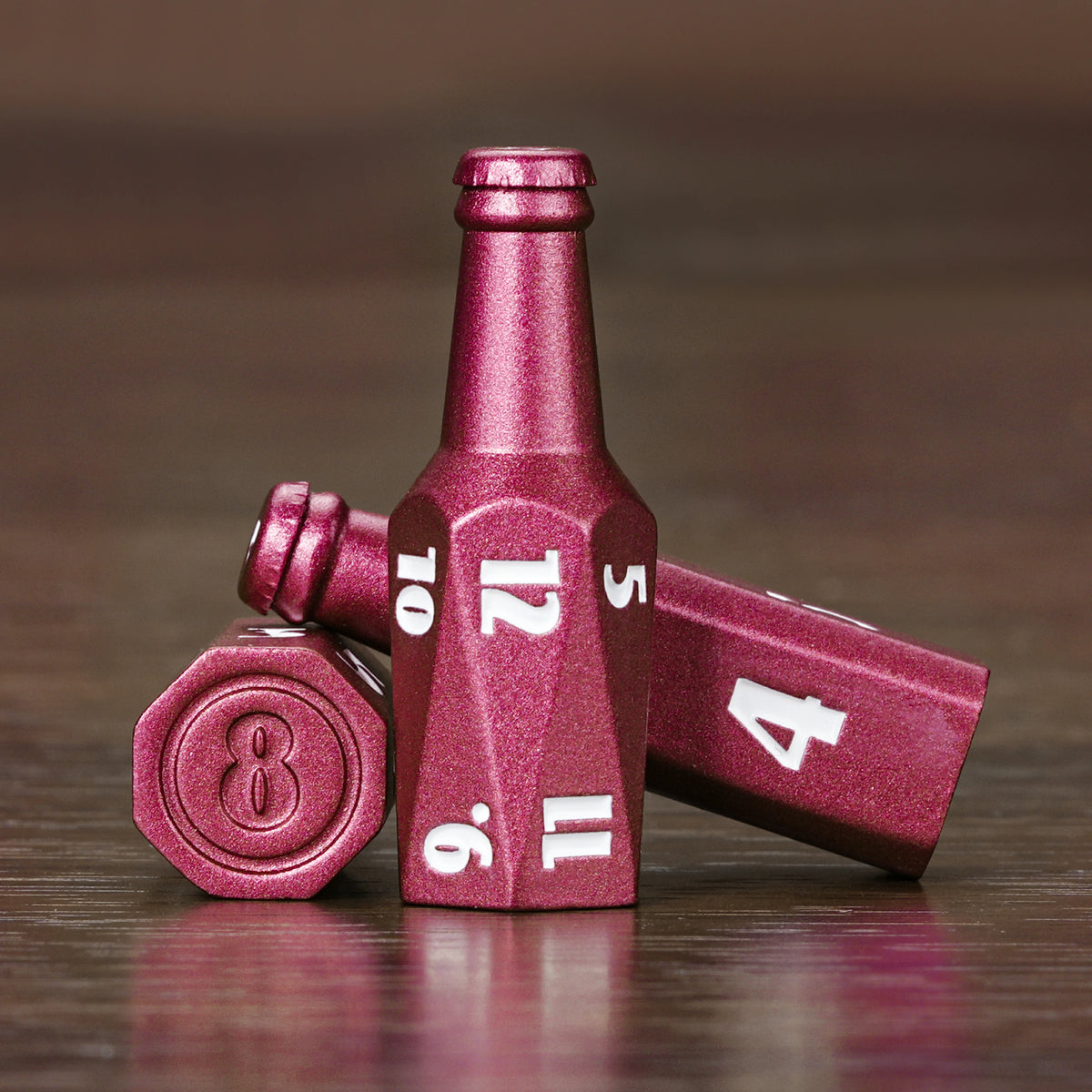 Kickstarter Dice — Unique Metal Beer Bottle Dice Set