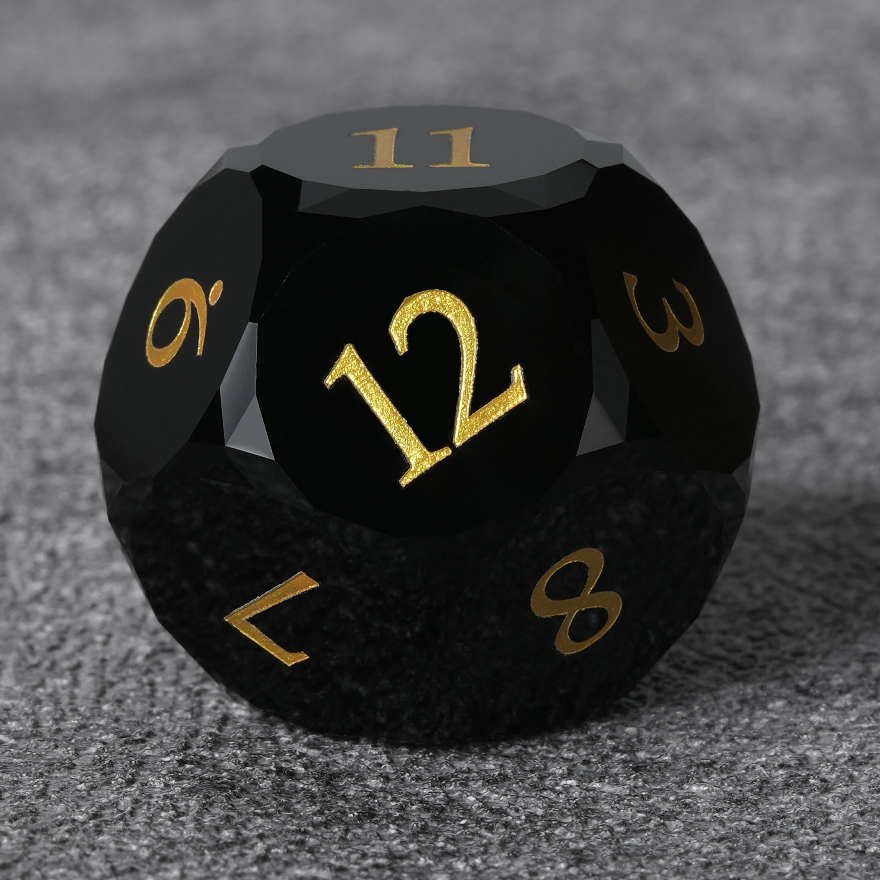 Multi-Faceted Obsidian Gemstone Dice