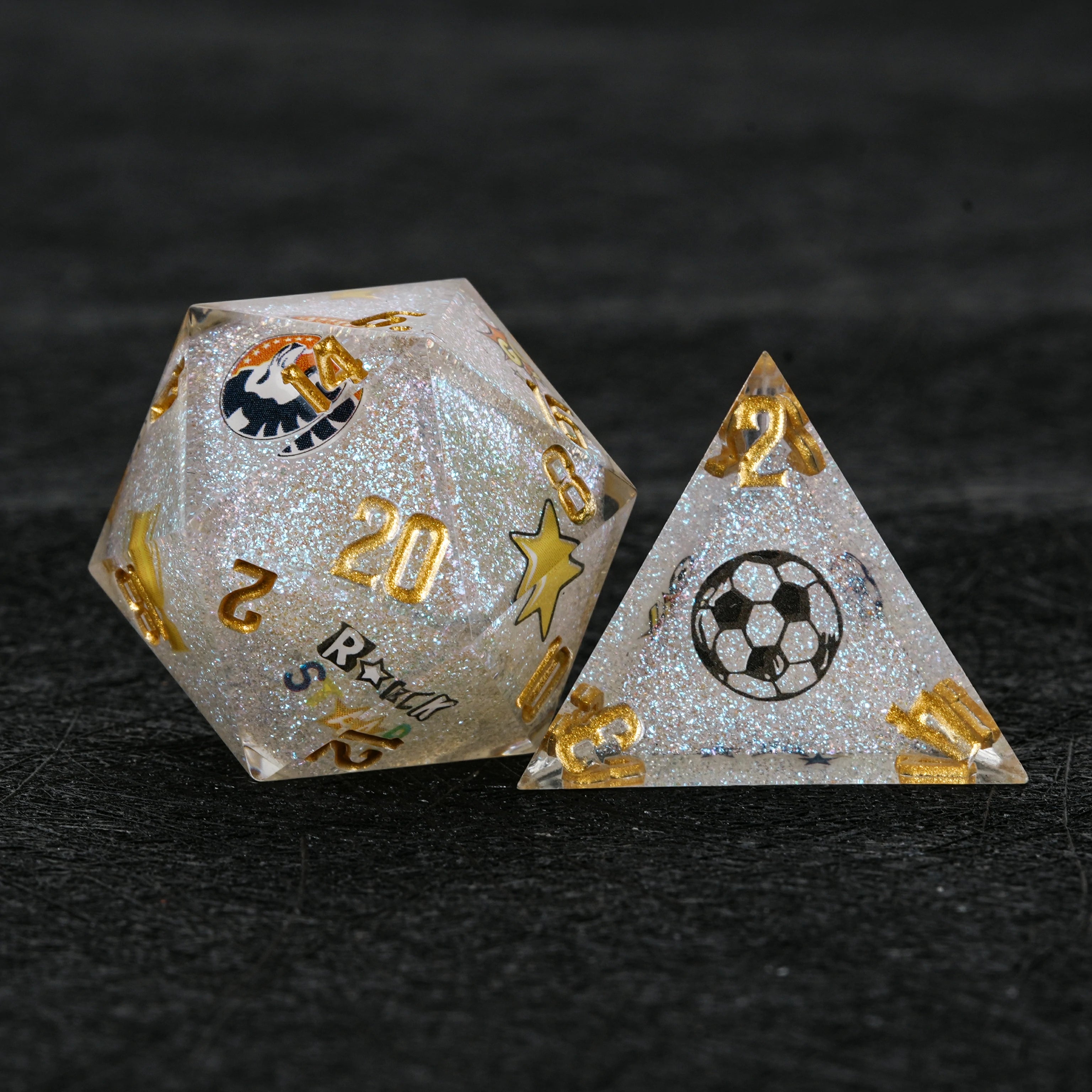Brazil Soccer DND Dice Set – World Cup Glitter Resin Polyhedral Dice
