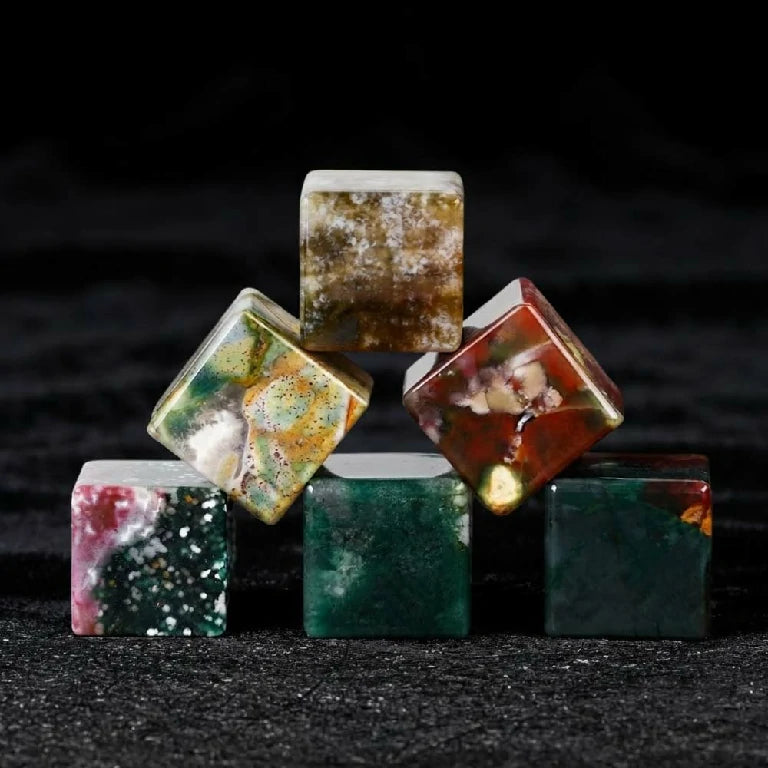 Custom Indian Agate D6 Dice | Personalized Engraved Text, Logo & Numbers