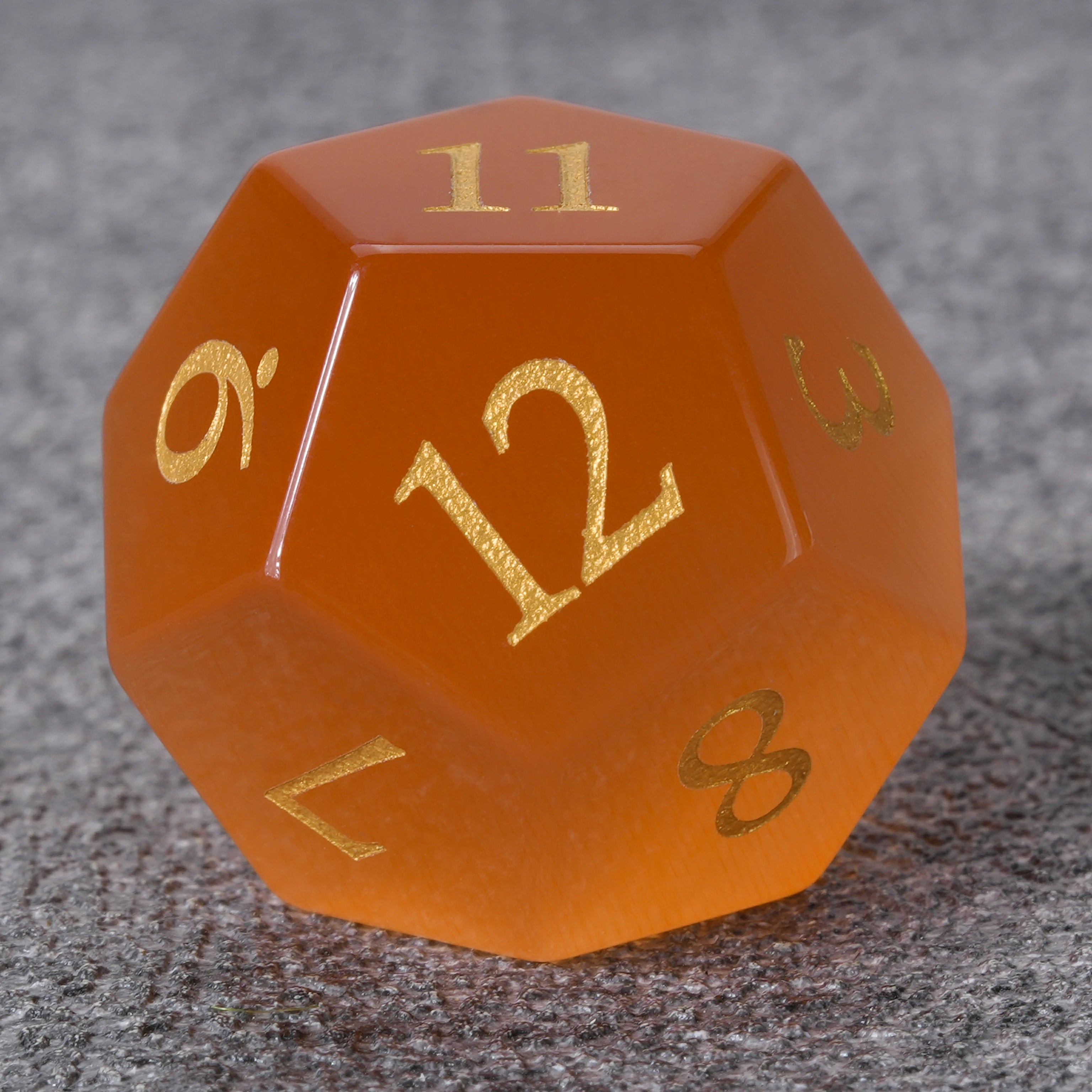 Orange Cat's Eye DND Gemstone Dice Set
