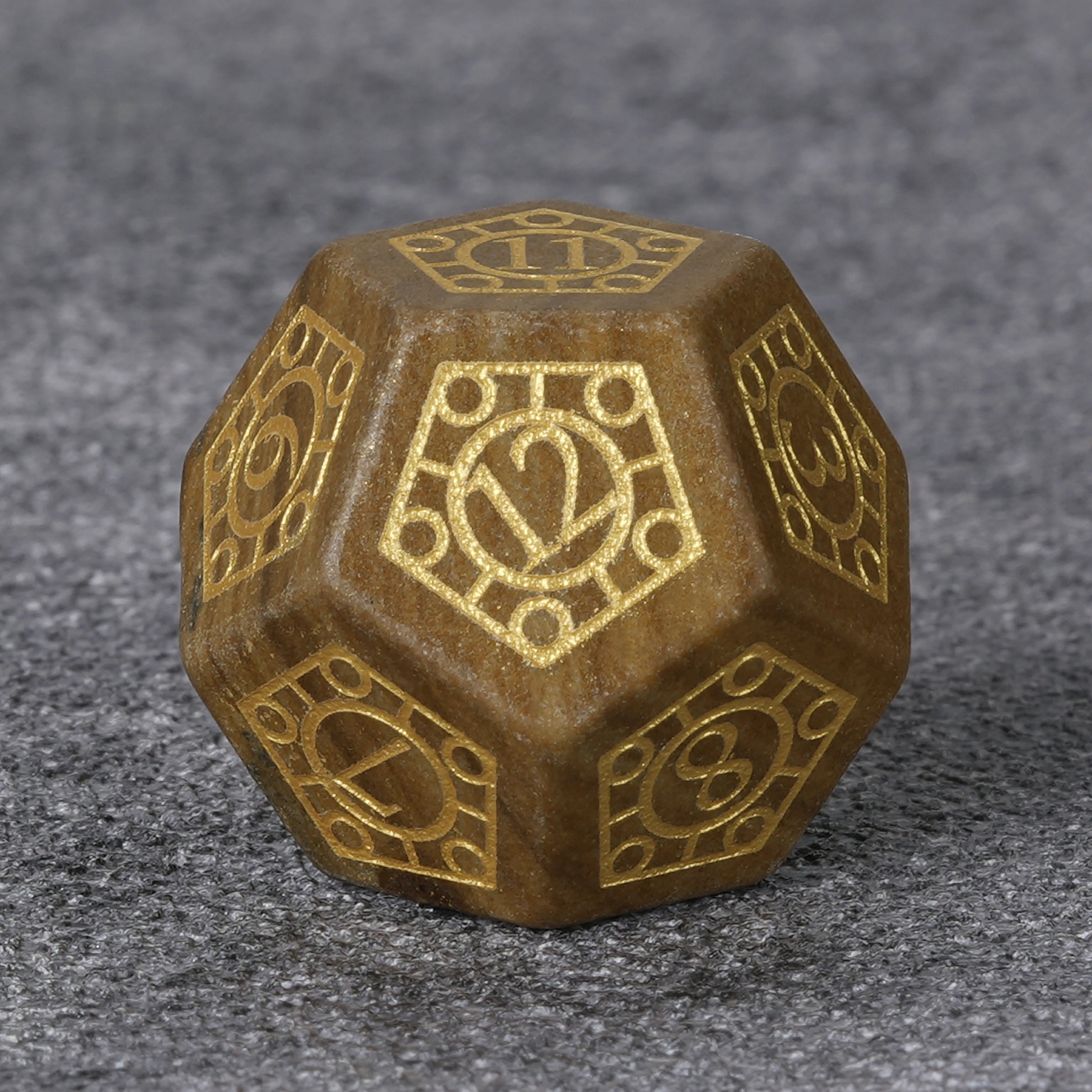 Yellow-Brown Geometric Totem Gemstone Dice Set