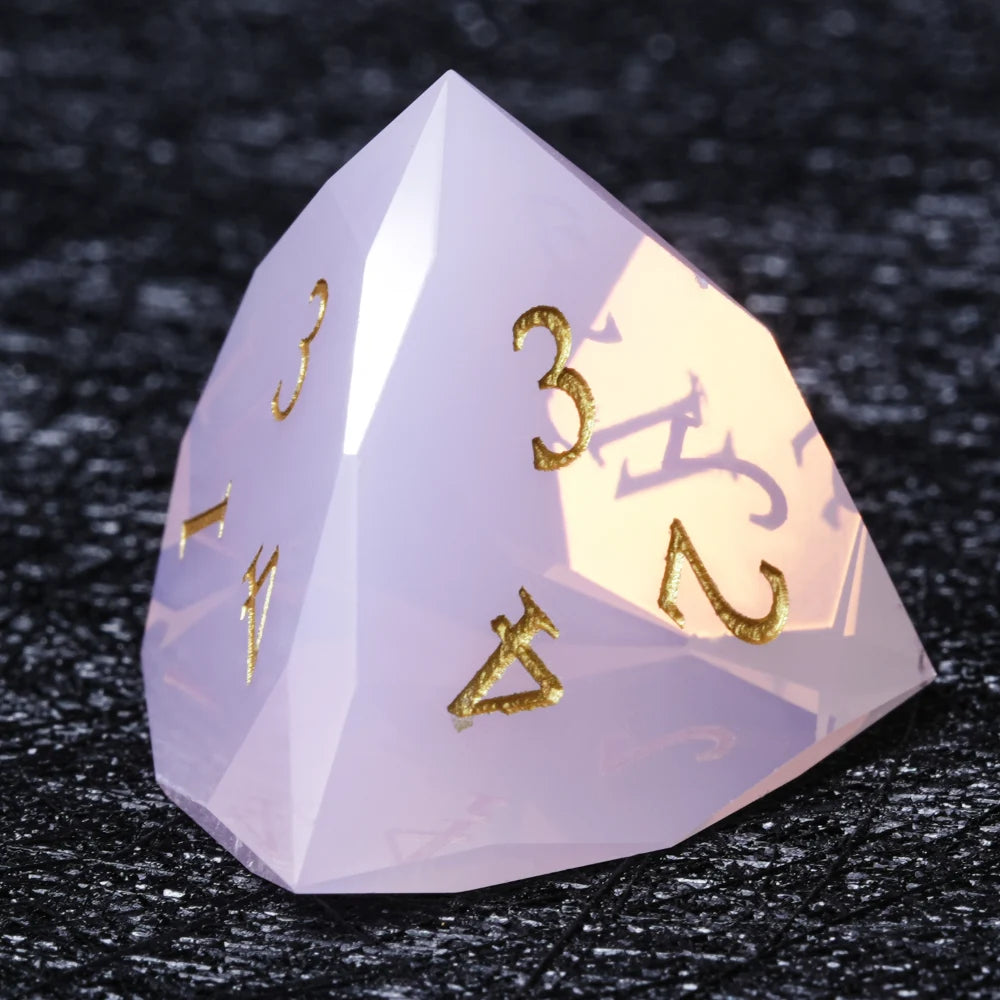 DND Dice - Rose Quartz Gemstone Multi-Sided Dice Set