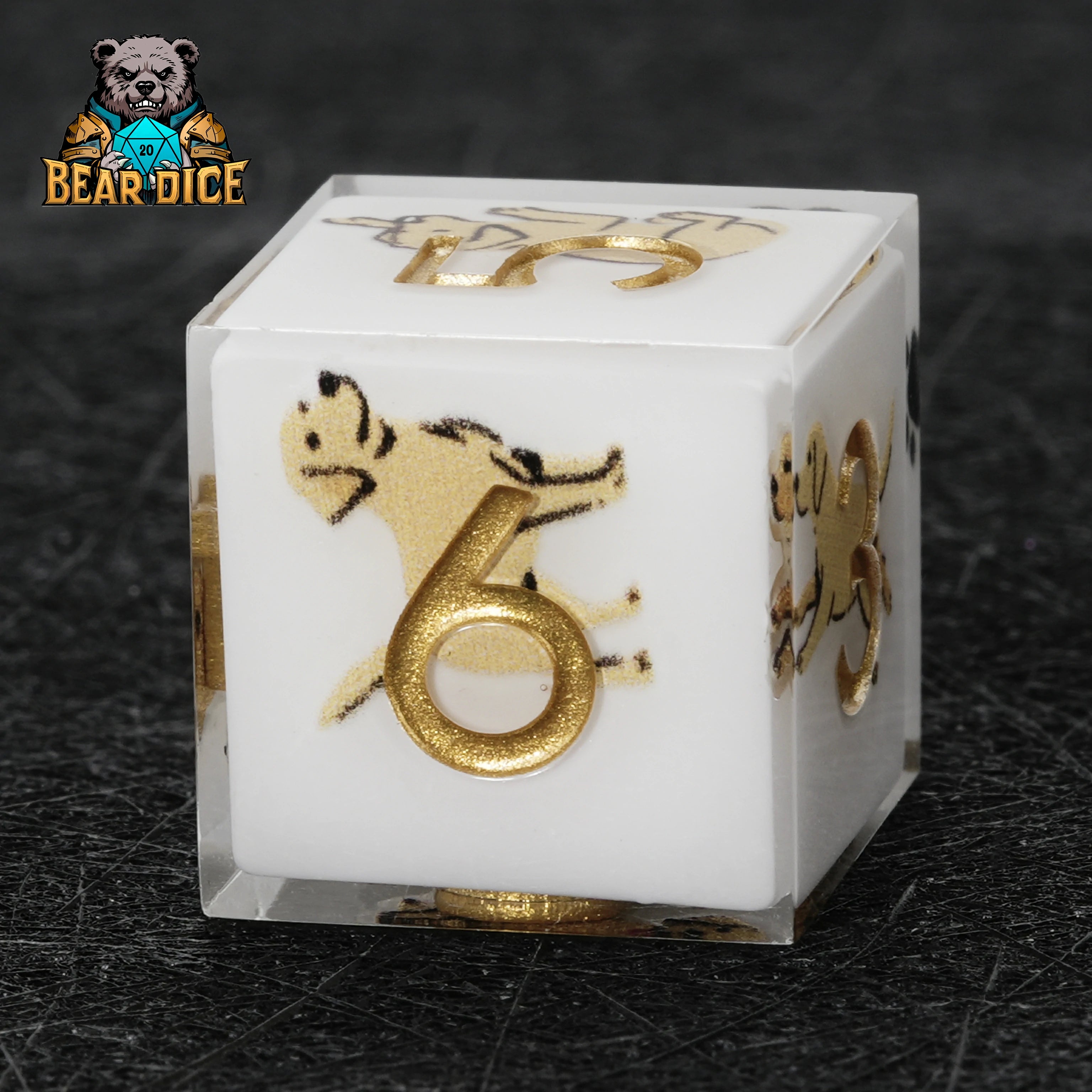 Labrador White Resin DND D6 Dice Set | Animal RPG Dice