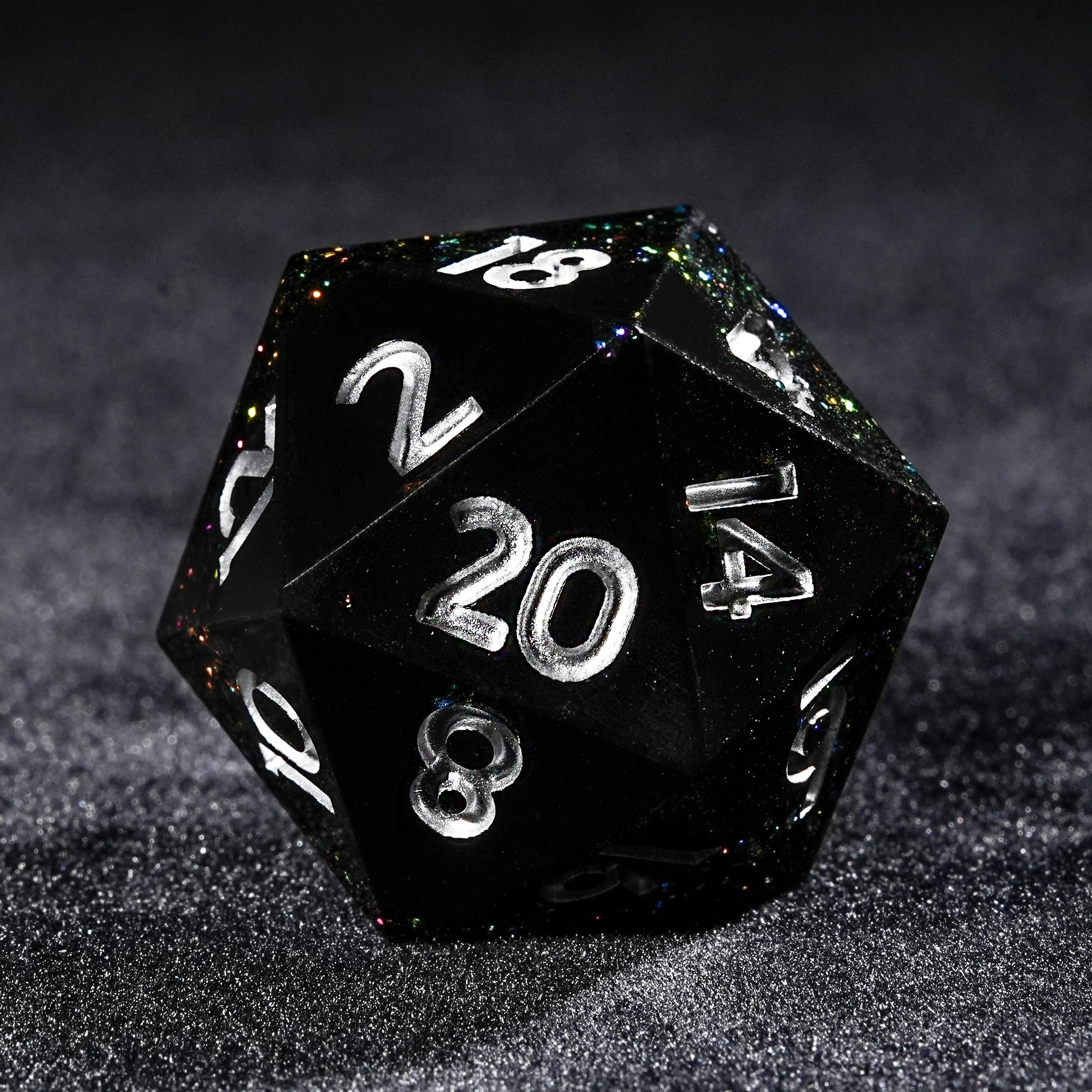 Dark Glamour: Galactic Phantom Light Resin DND D20 Dice | Bear Dice