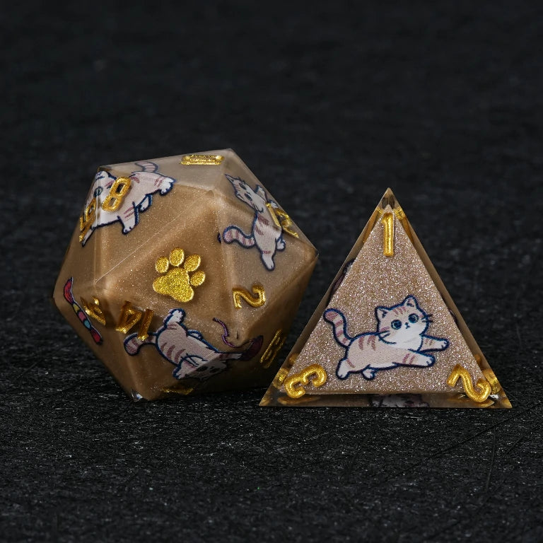 Kickstarter Dice — British Shorthair Polyhedral DND Resin Dice Set
