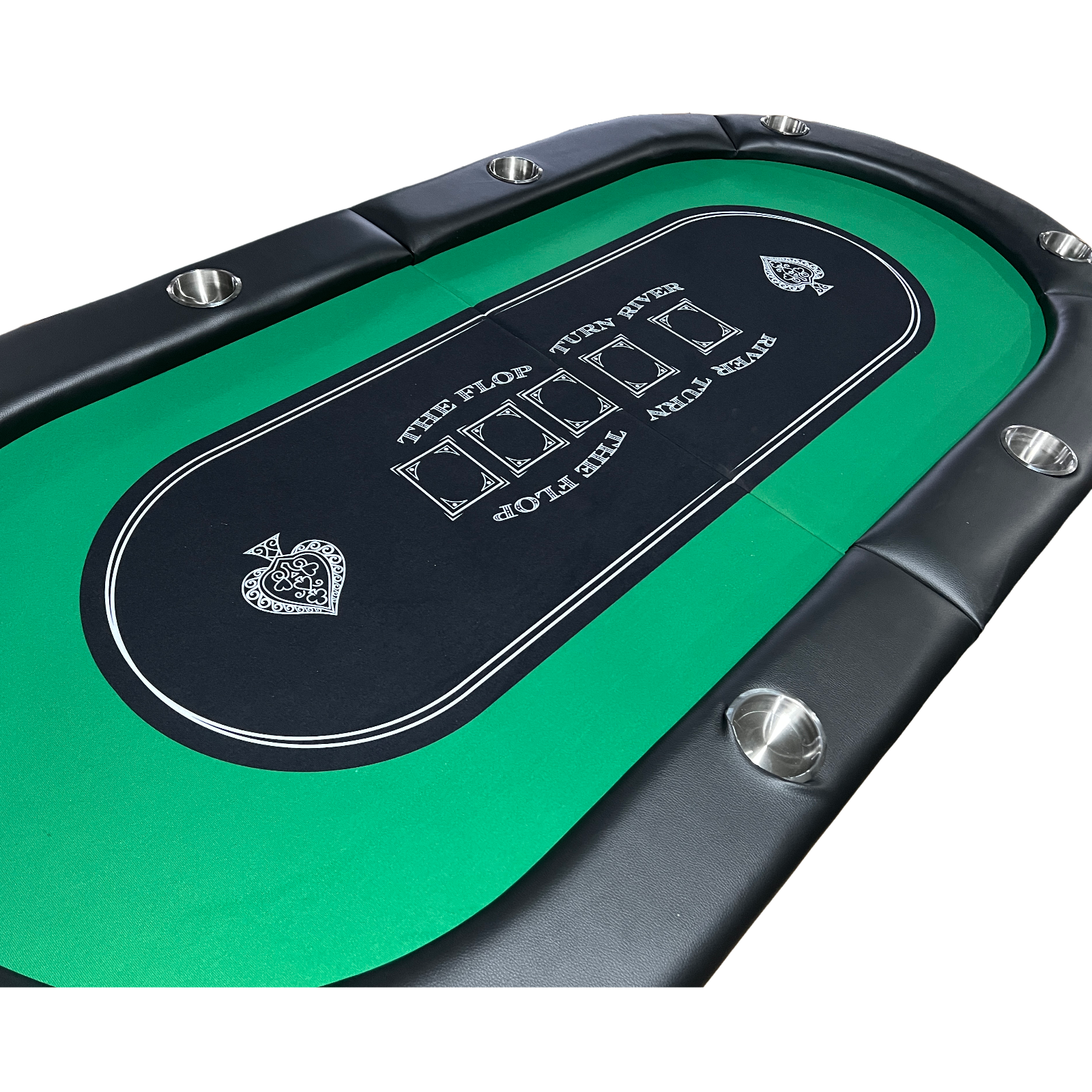 71-Inch Green Felt Foldable Portable Poker Table – Green Felt Surface & Cup Holder Detail | Bear Dice