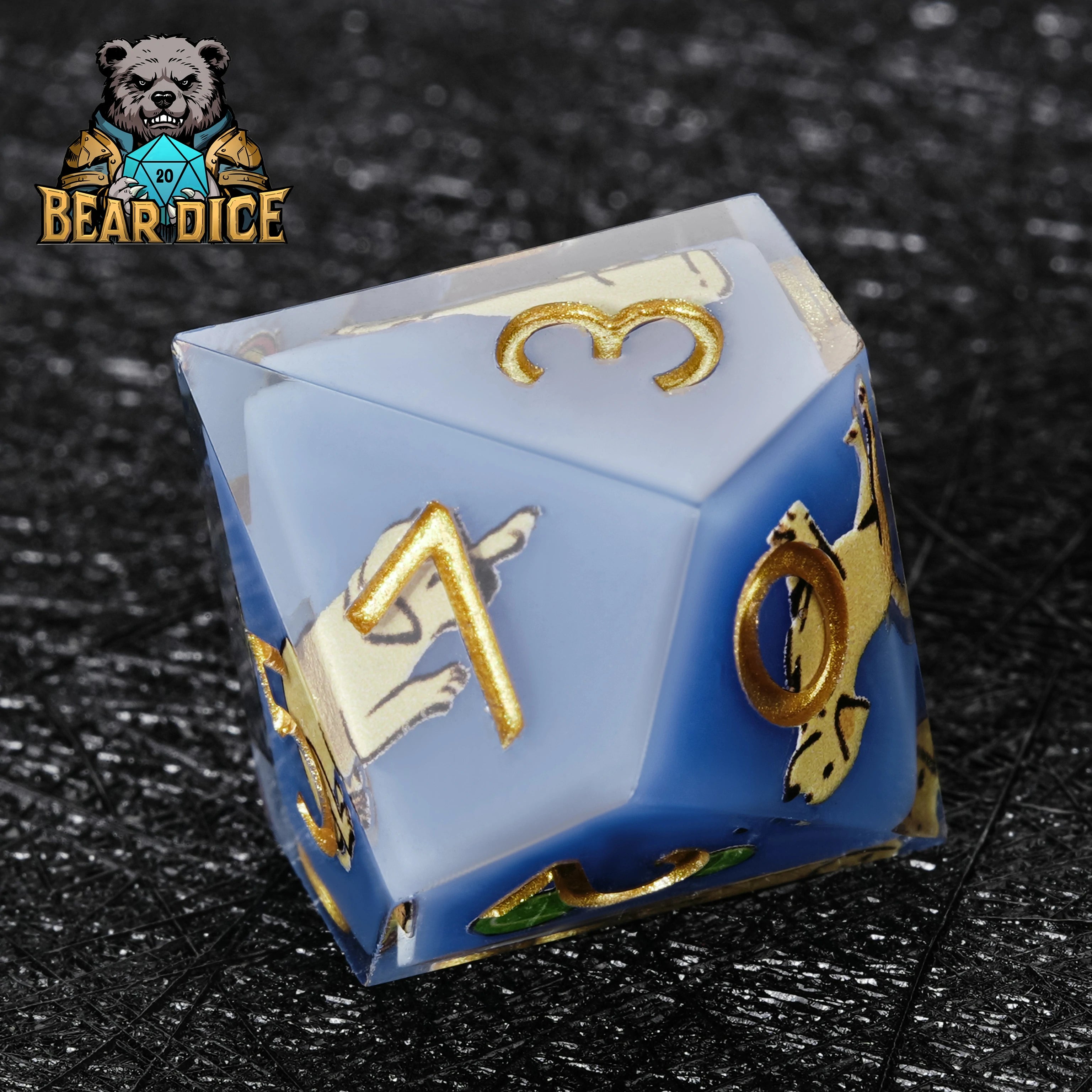 Labrador Blue Resin DND D10 Dice | Animal-Inspired Polyhedral for D&D RPG