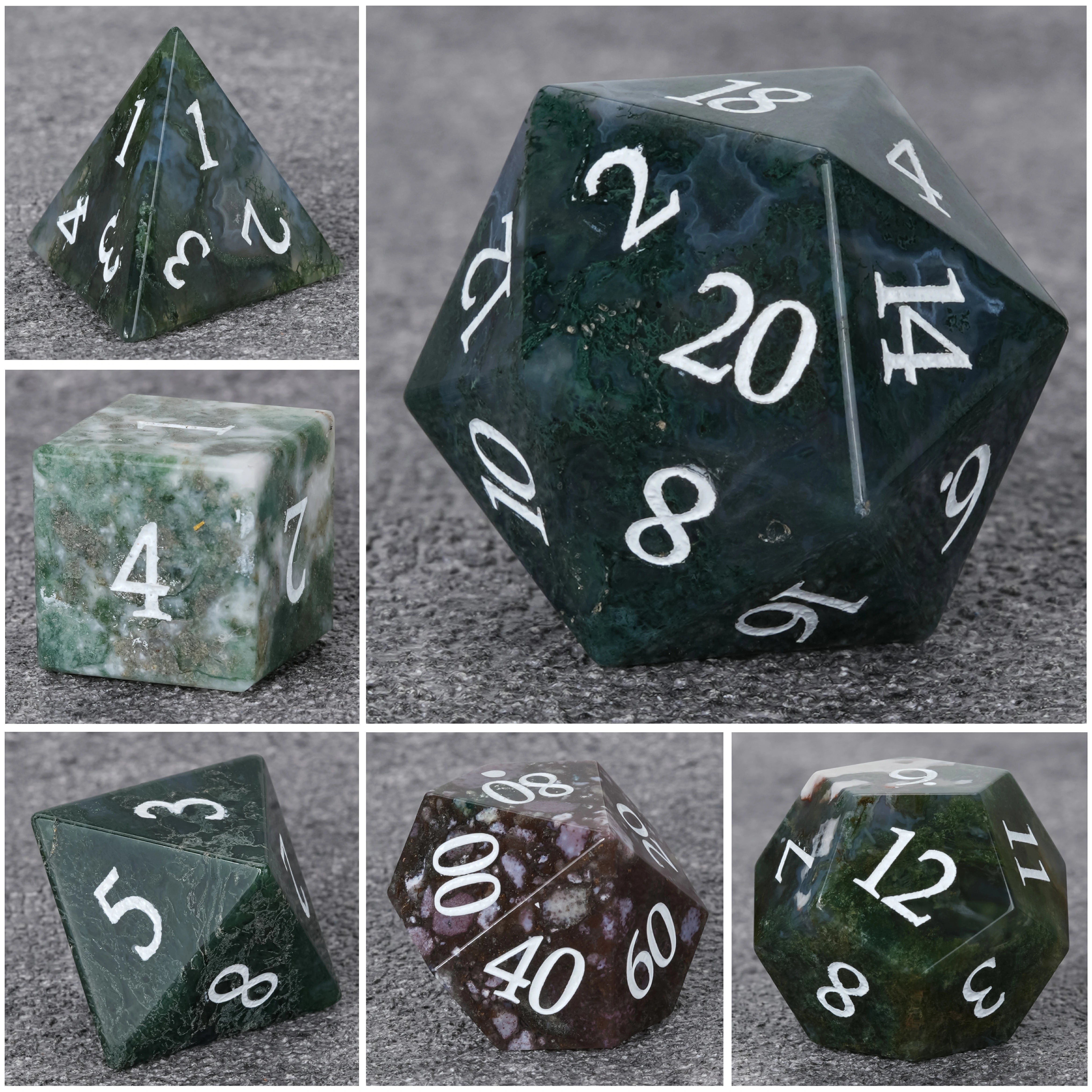 Moss Agate Dice Set
