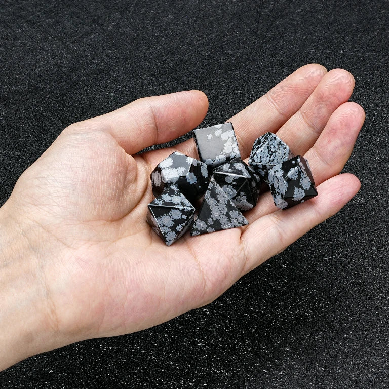 Custom Snowflake Obsidian Dice Set | Engraved Text, Logo & Numbers