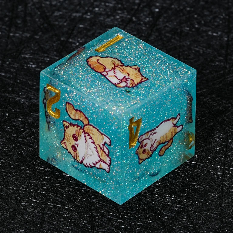 Kickstarter Dice — Cute Cat DND Resin Polyhedral Dice Set