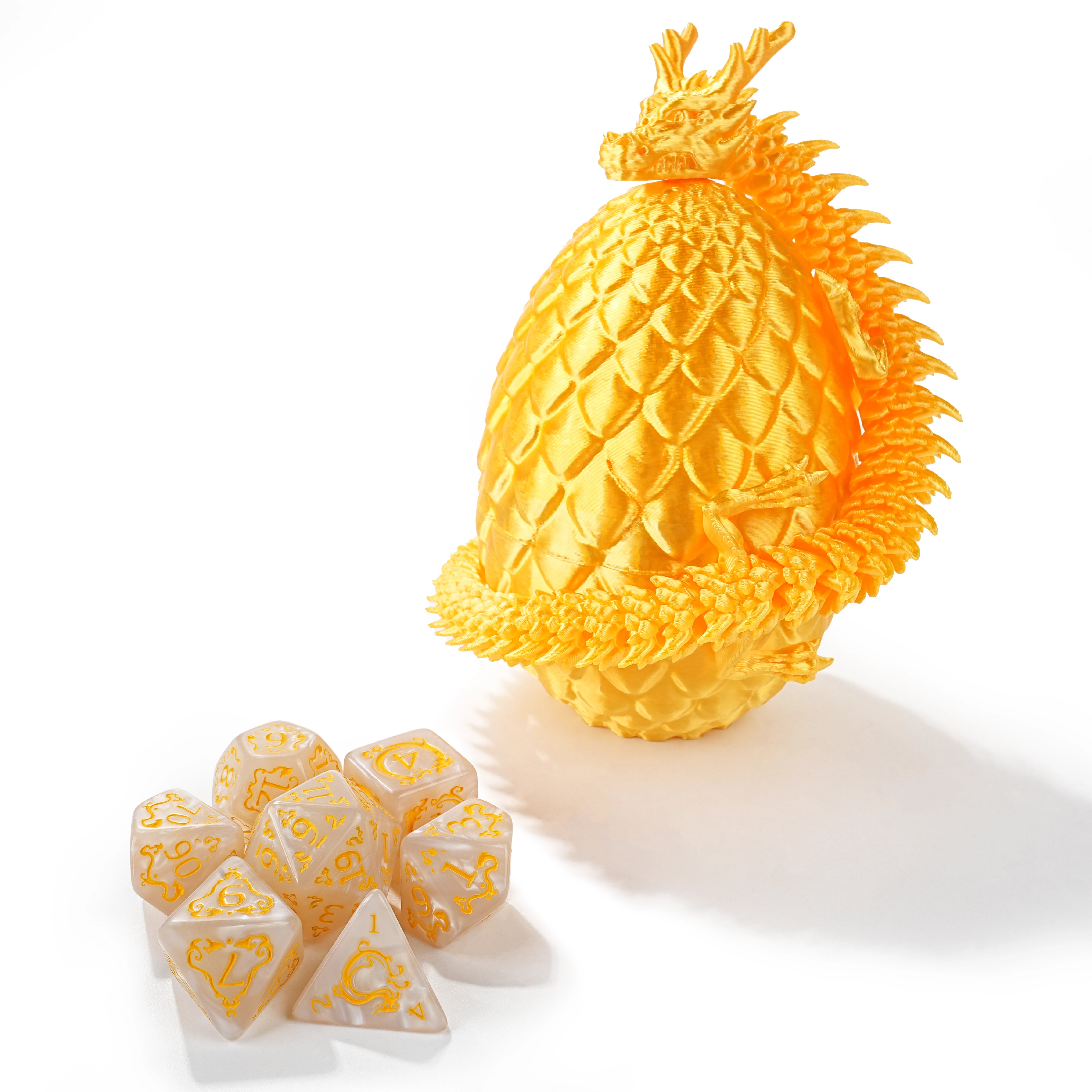 Unique 3D Printed Dragon Egg Acrylic Dice Set - DND Desktop Essentials