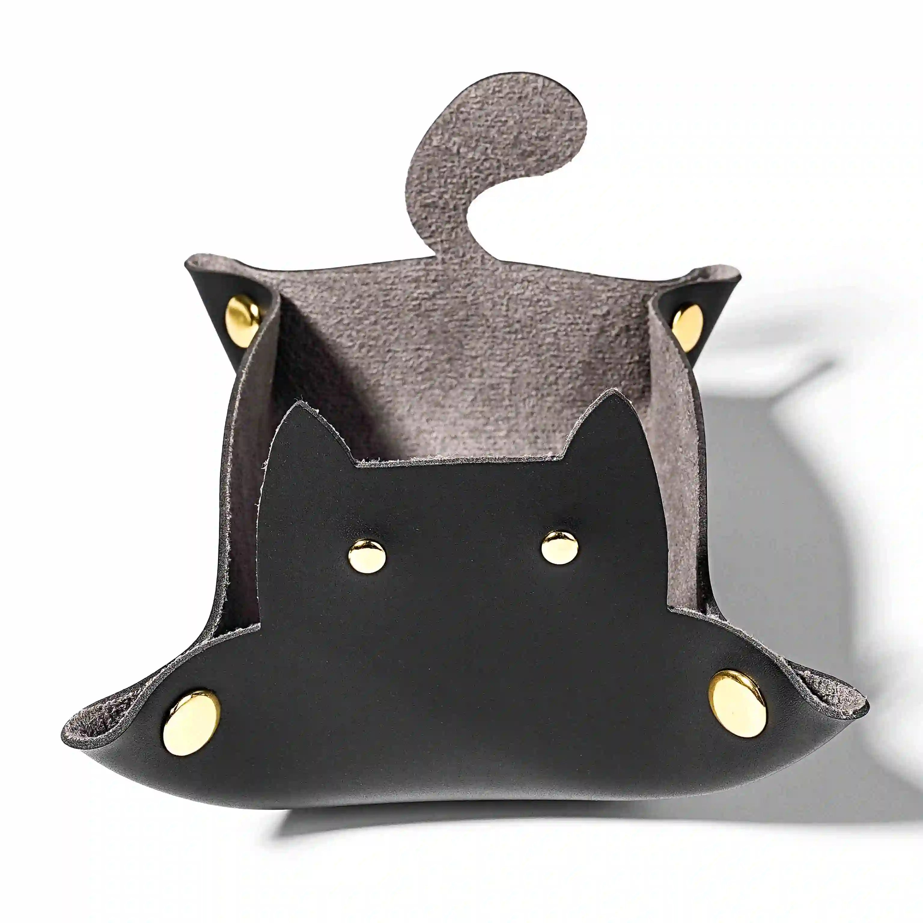 Cat-shaped leather dice pad foldable dnd dice tray