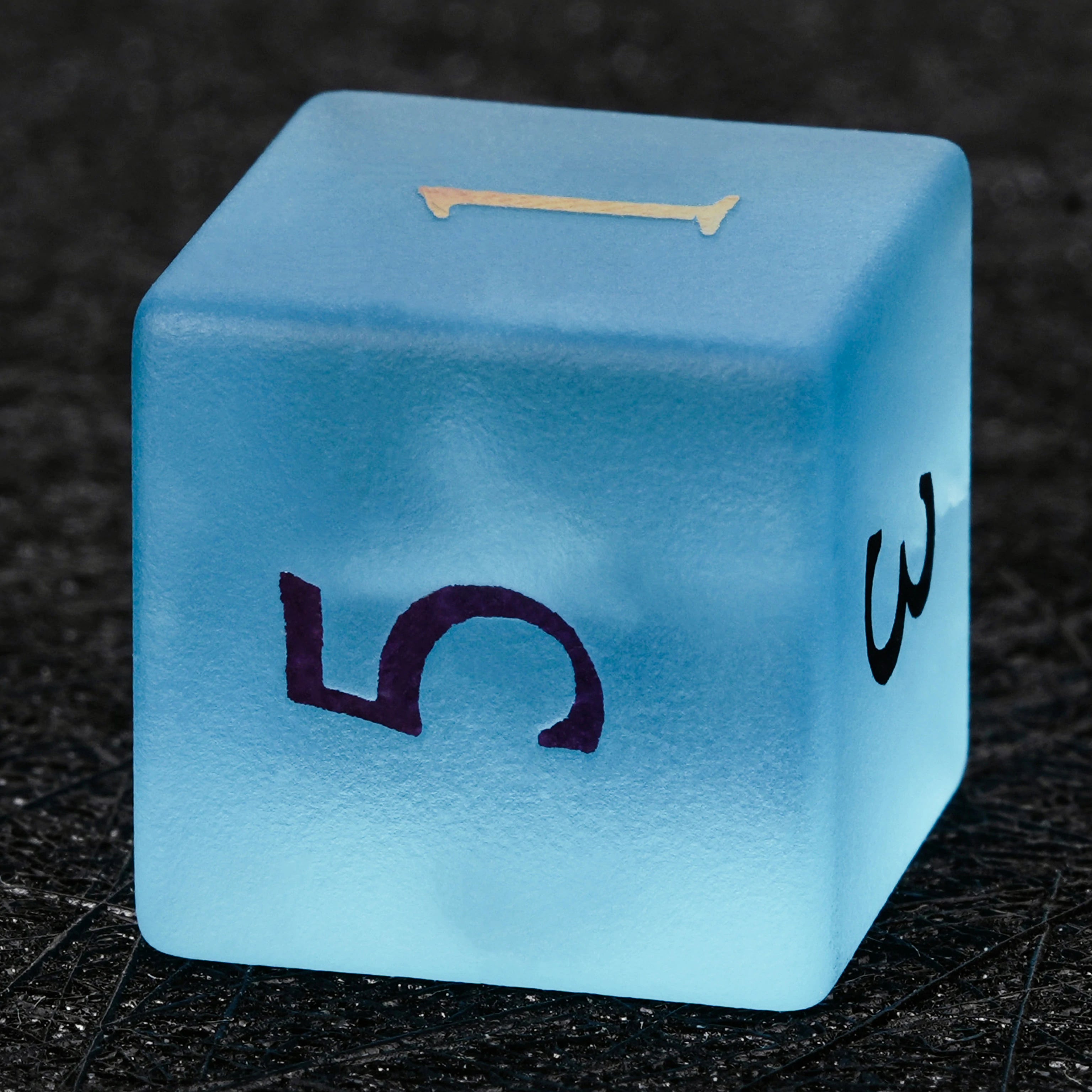 Frosted Aquamarine Crystal Glass Dice with Colored Numbers