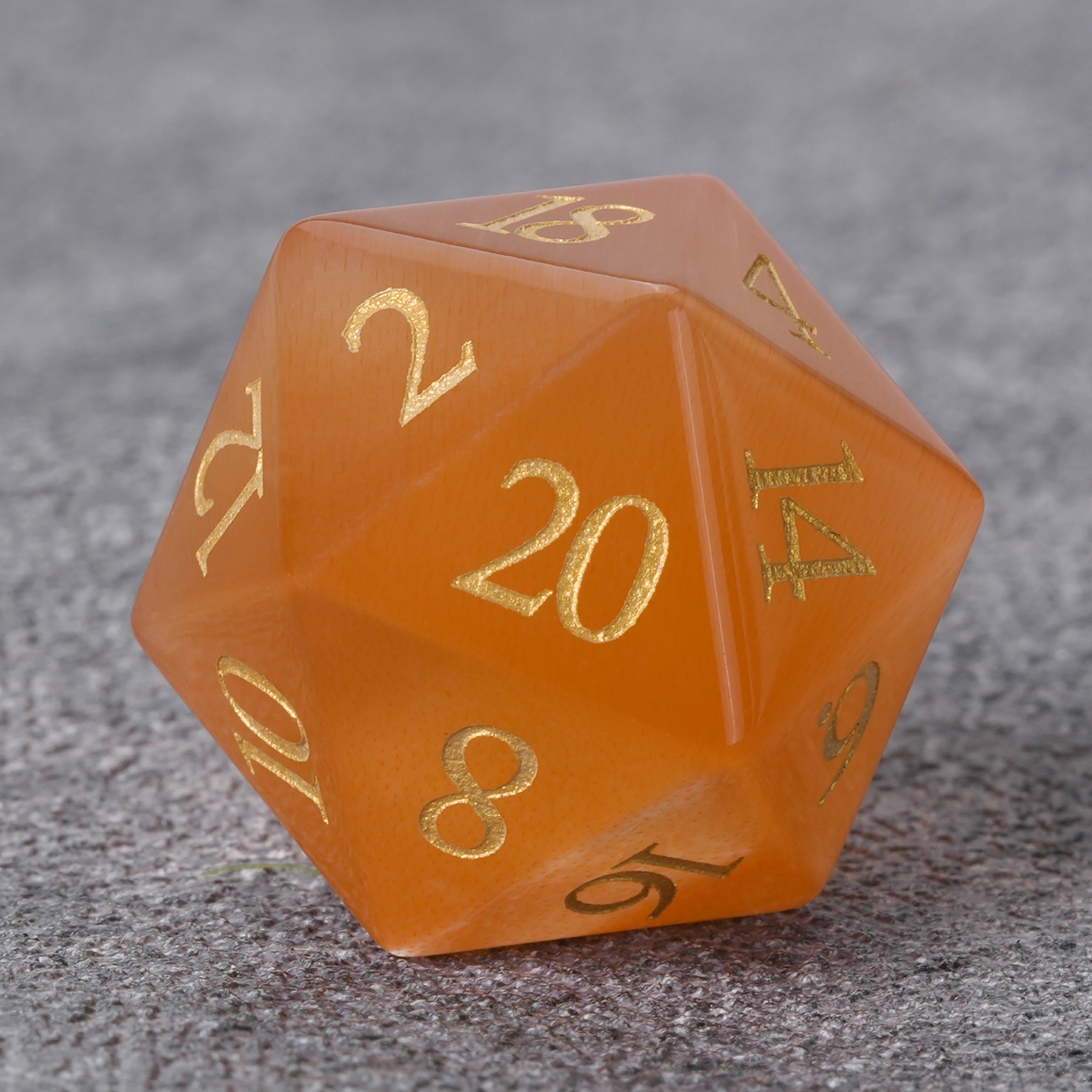 Orange Cat's Eye DND Gemstone Dice Set