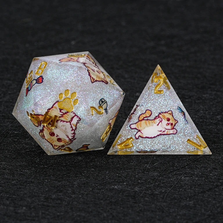 Kickstarter Dice — Persian Cat Polyhedral DND Resin Dice Set