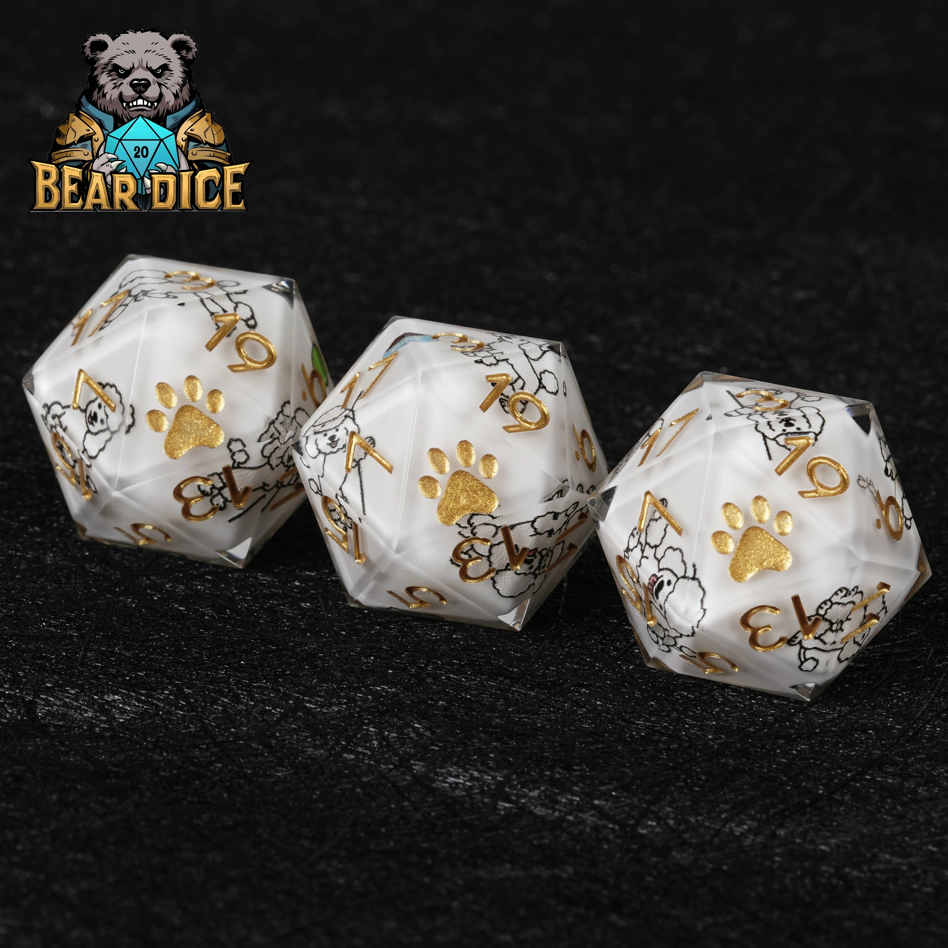 White Resin Poodle DND D20 Dice | Cute Dog RPG Single Die