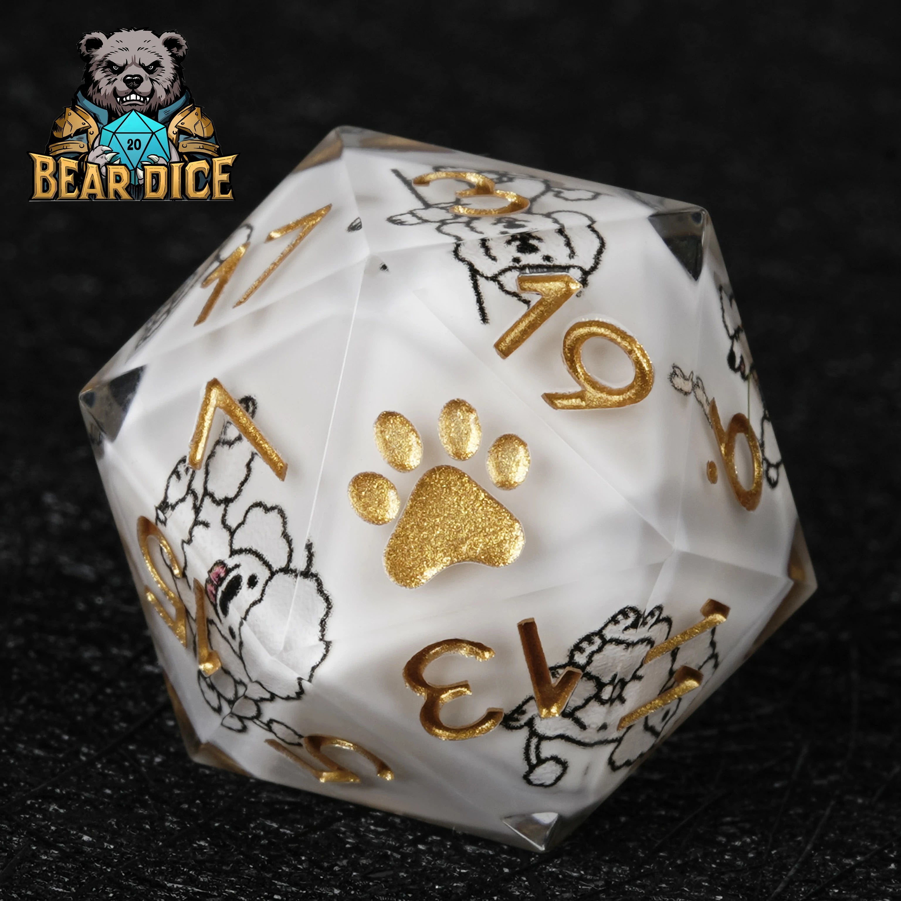 White Resin Poodle DND D20 Dice | Cute Dog RPG Single Die