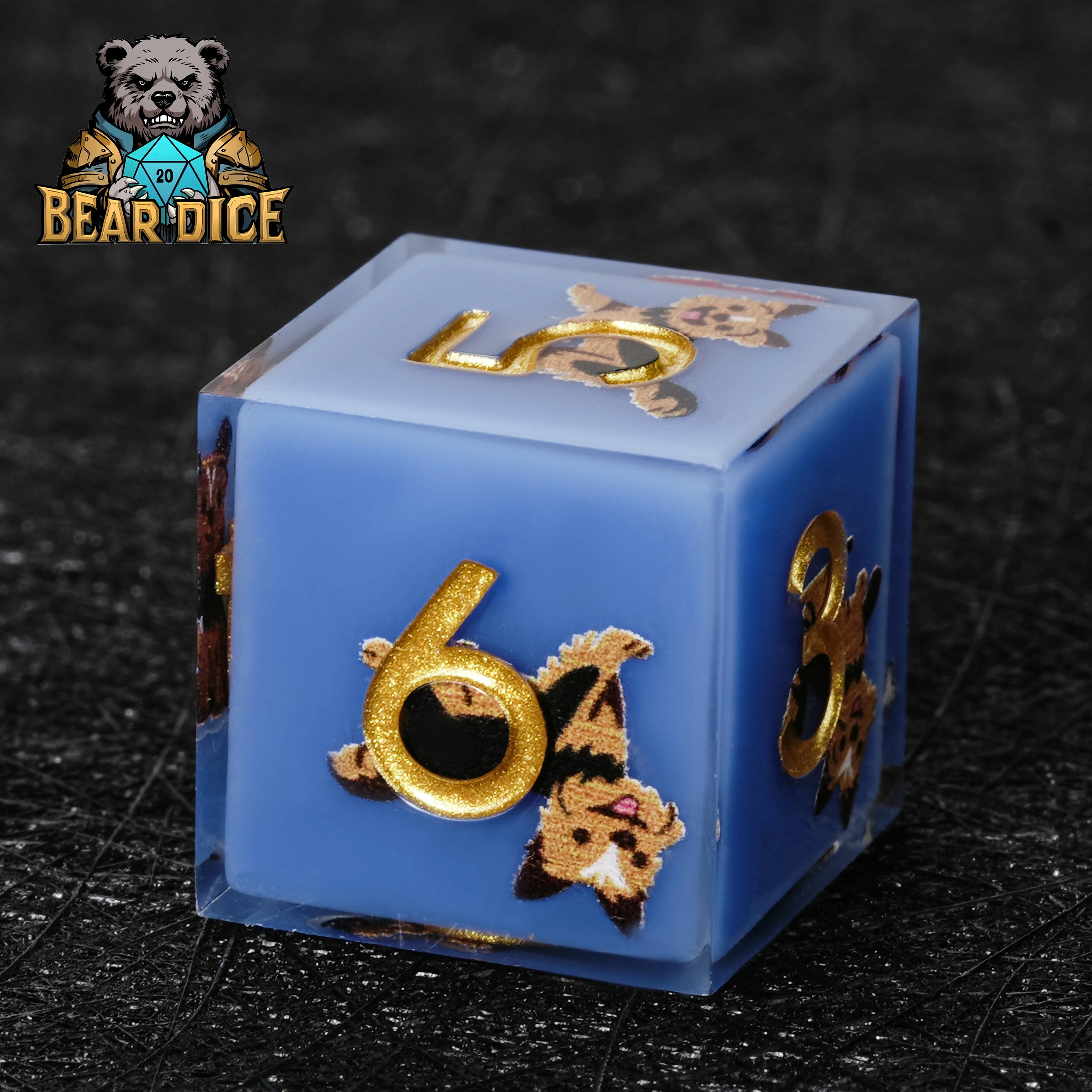 Yorkshire Terrier Blue Resin DND D6 Dice | Dog Lover RPG Dice | Bear Dice