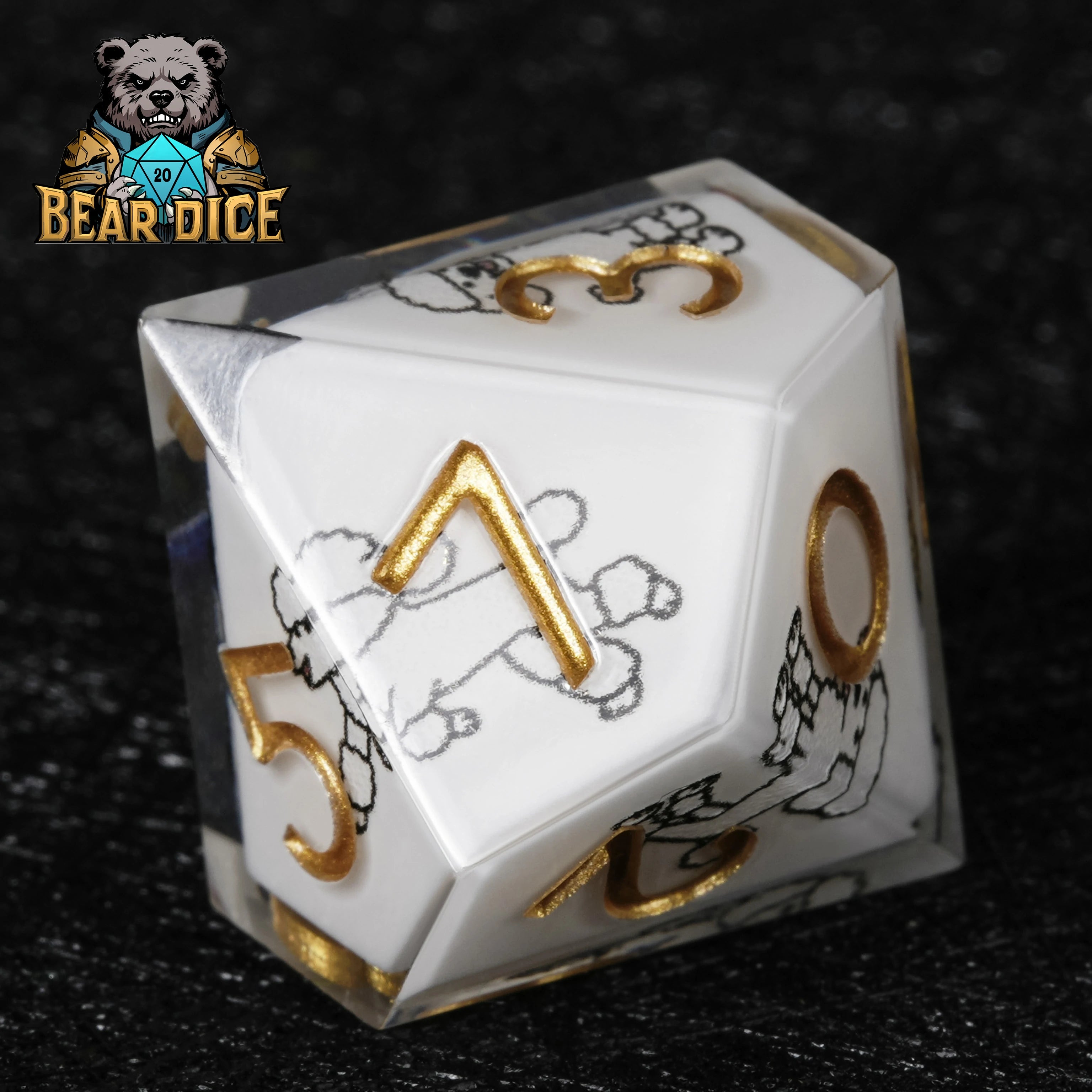 White Resin Poodle DND D10 Dice Set – Cute RPG Dice for D&D & Tabletop Games