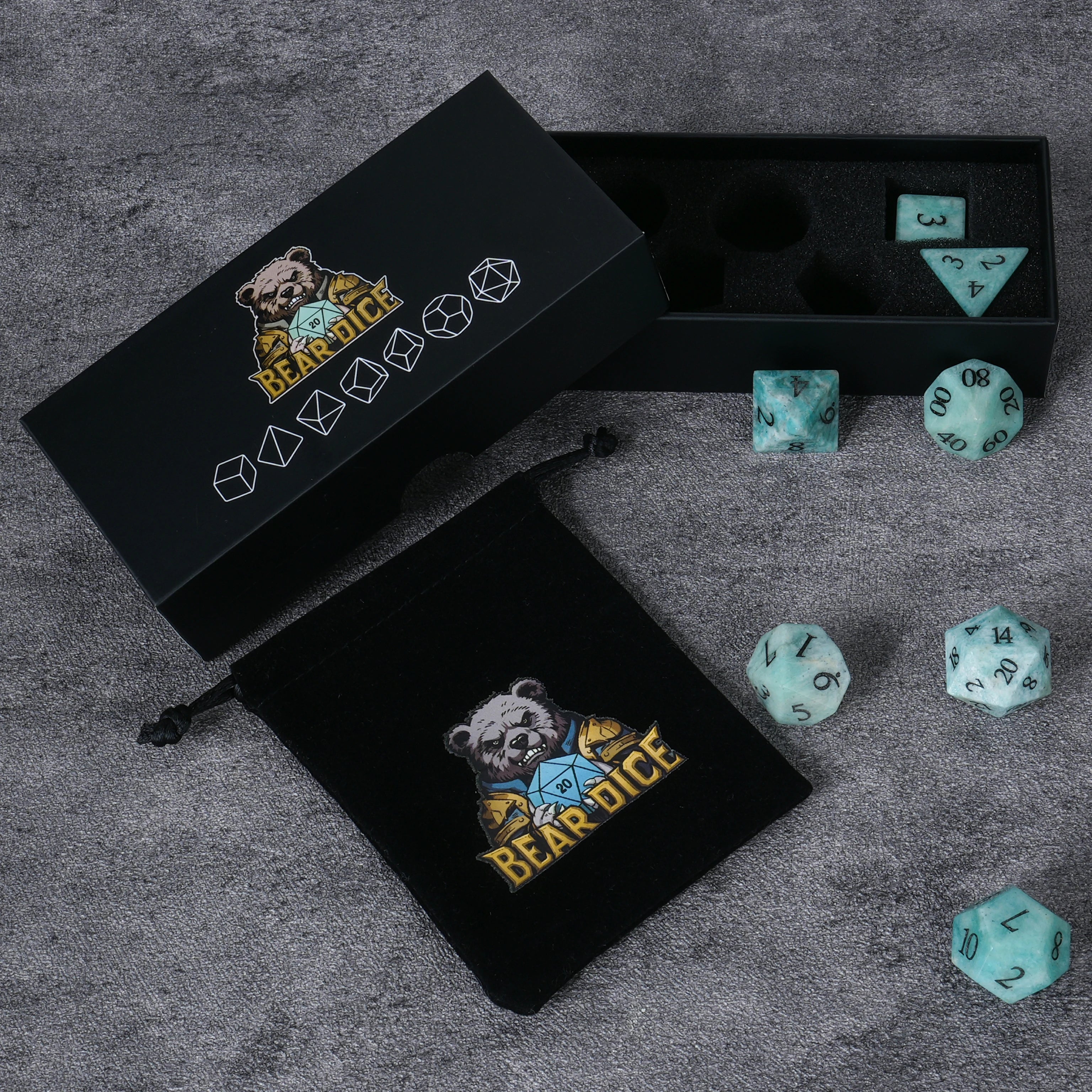 Lapis-Style Multi-Faceted Gemstone Dice Set