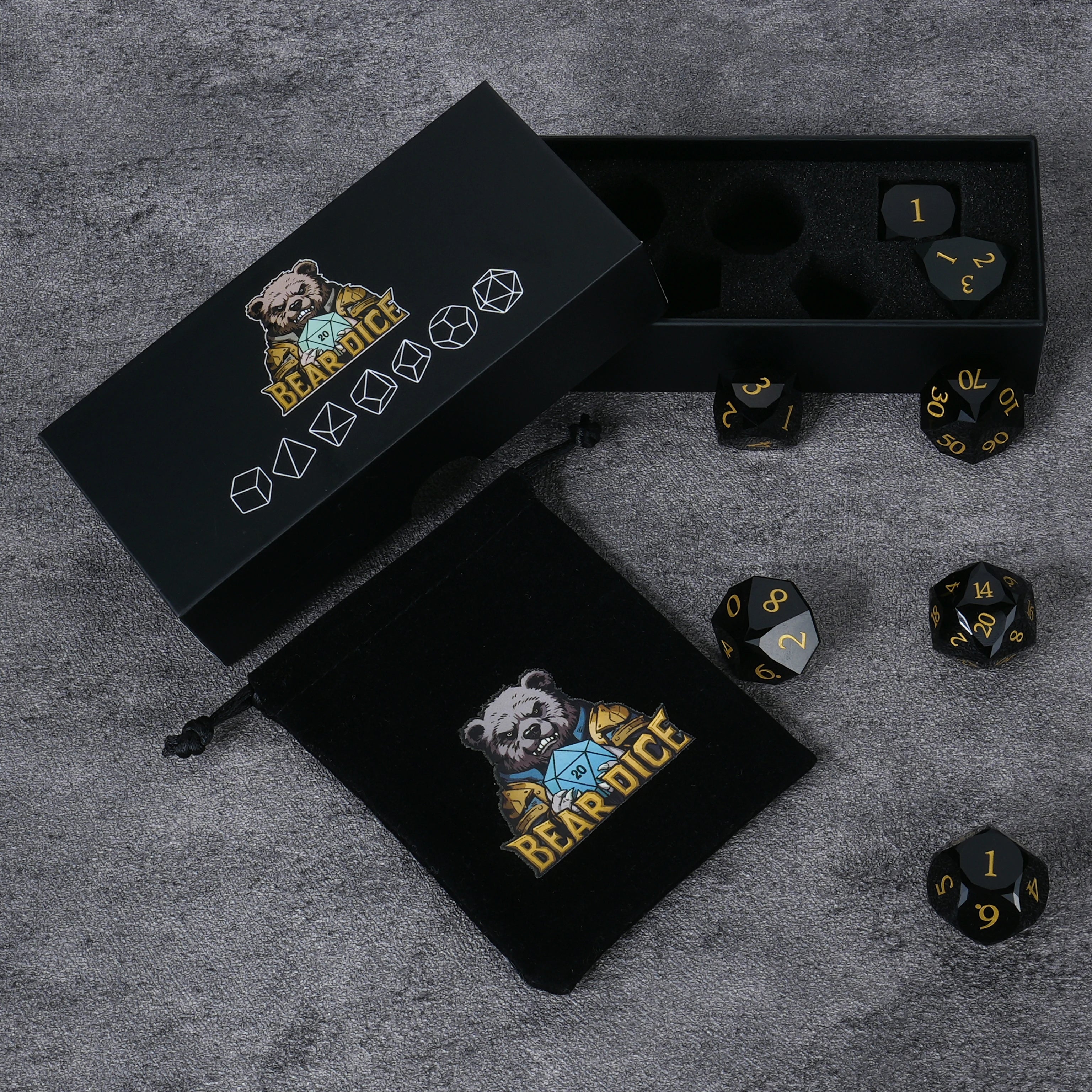 Multi-Faceted Obsidian Gemstone Dice