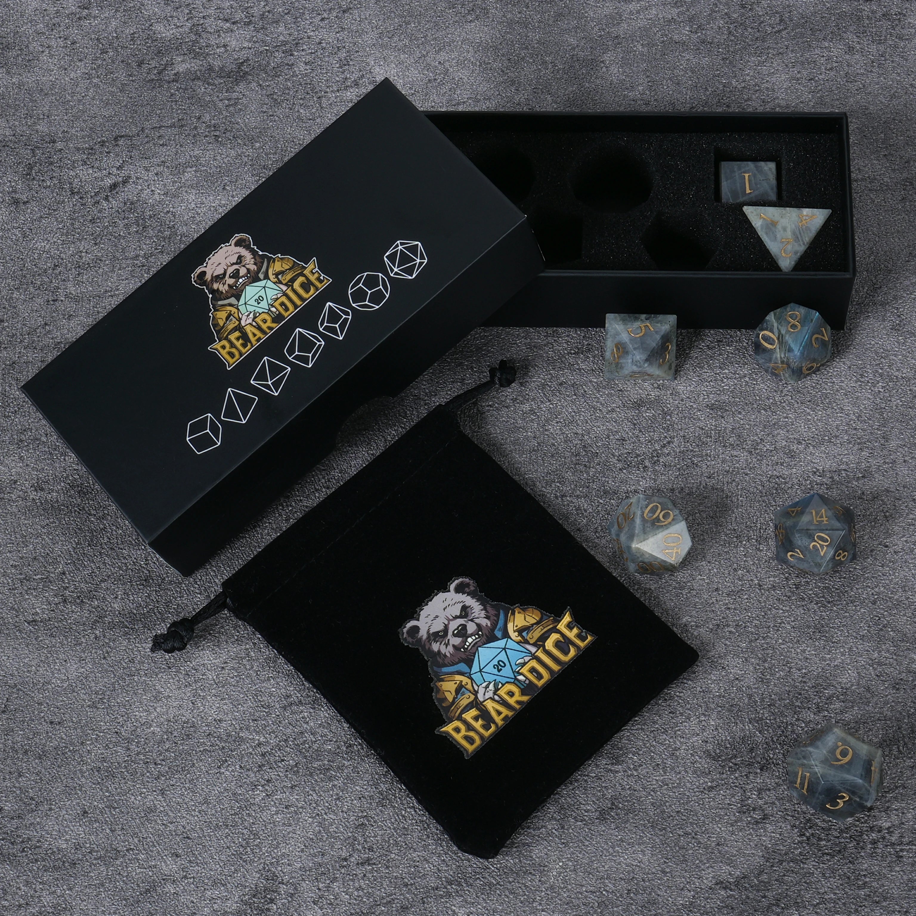 Grey Multi-Faceted Gemstone Dice