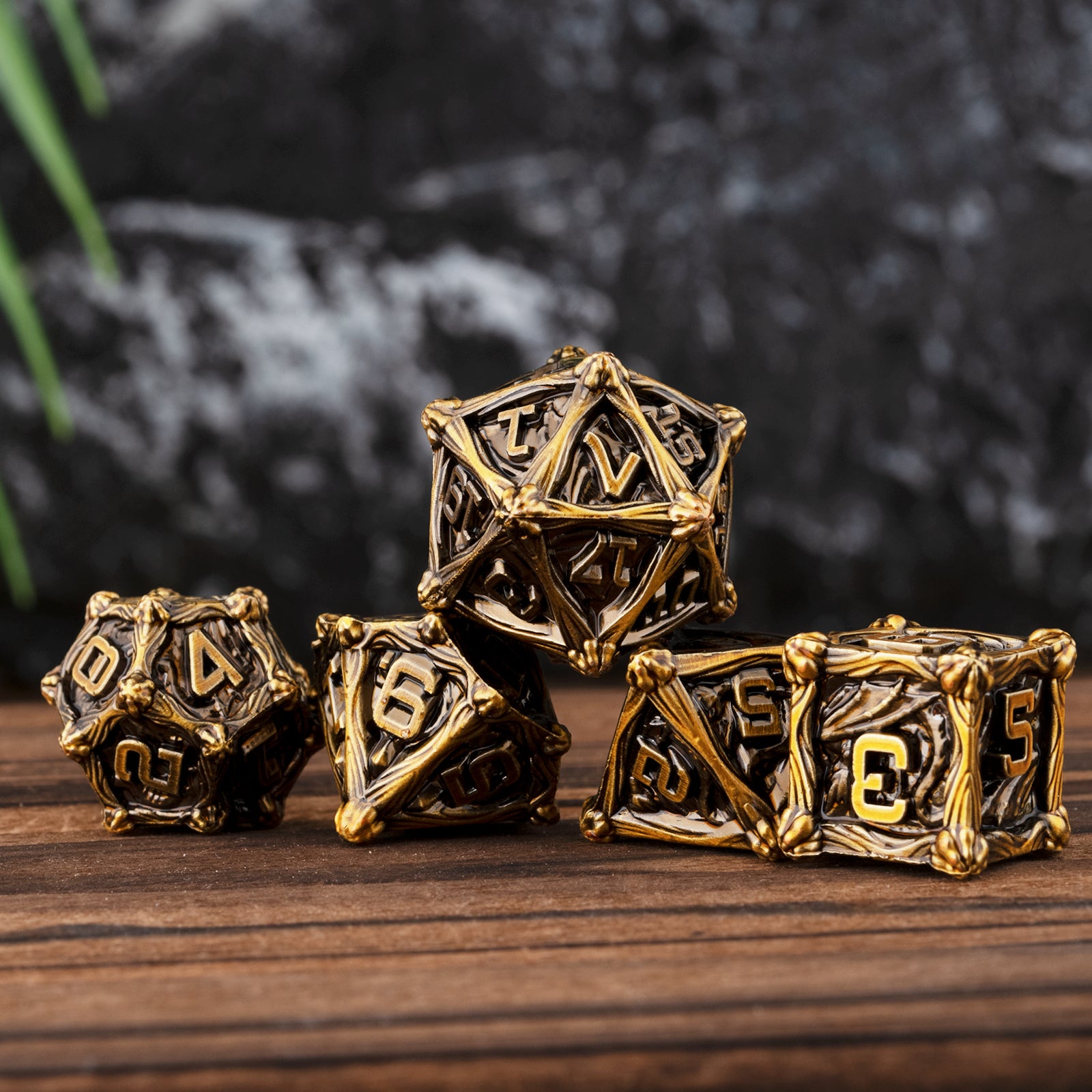 Dungeon Polyhedron Dragon Dice - Ancient Golden Pterosaur RPG Dice Set | Bear Dice
