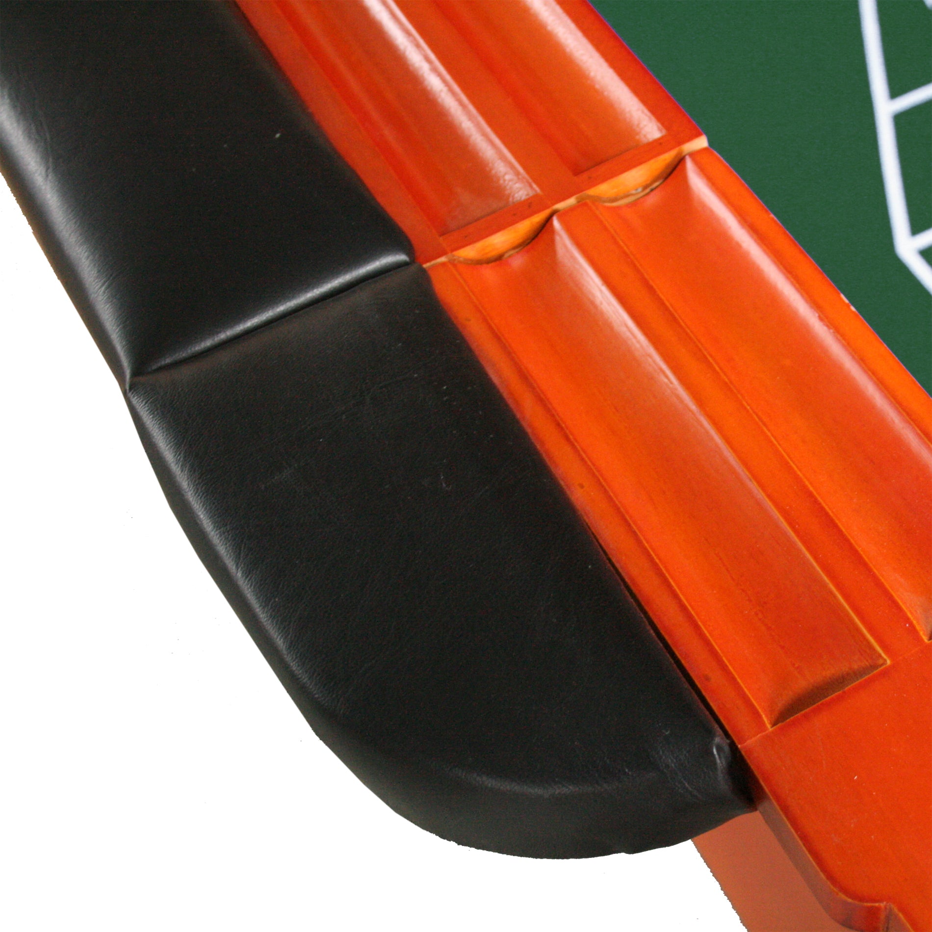 93-Inch Green Felt Deluxe Casino Craps Table – Green Felt & Rubber Bumper Edge Close-up | Bear Dice