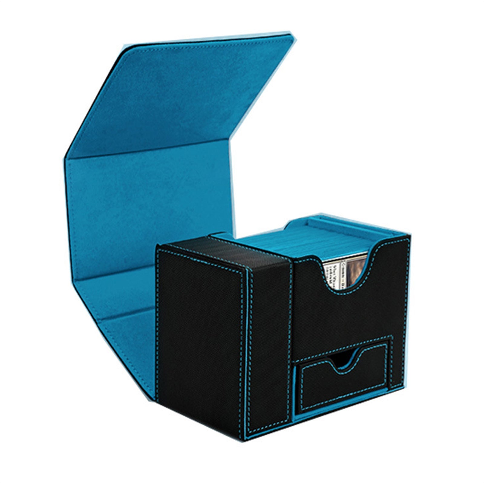 PU Leather Card Box with Dice Tray | Trading Card Storage Box for MTG, Pokemon, DnD, and Board Games