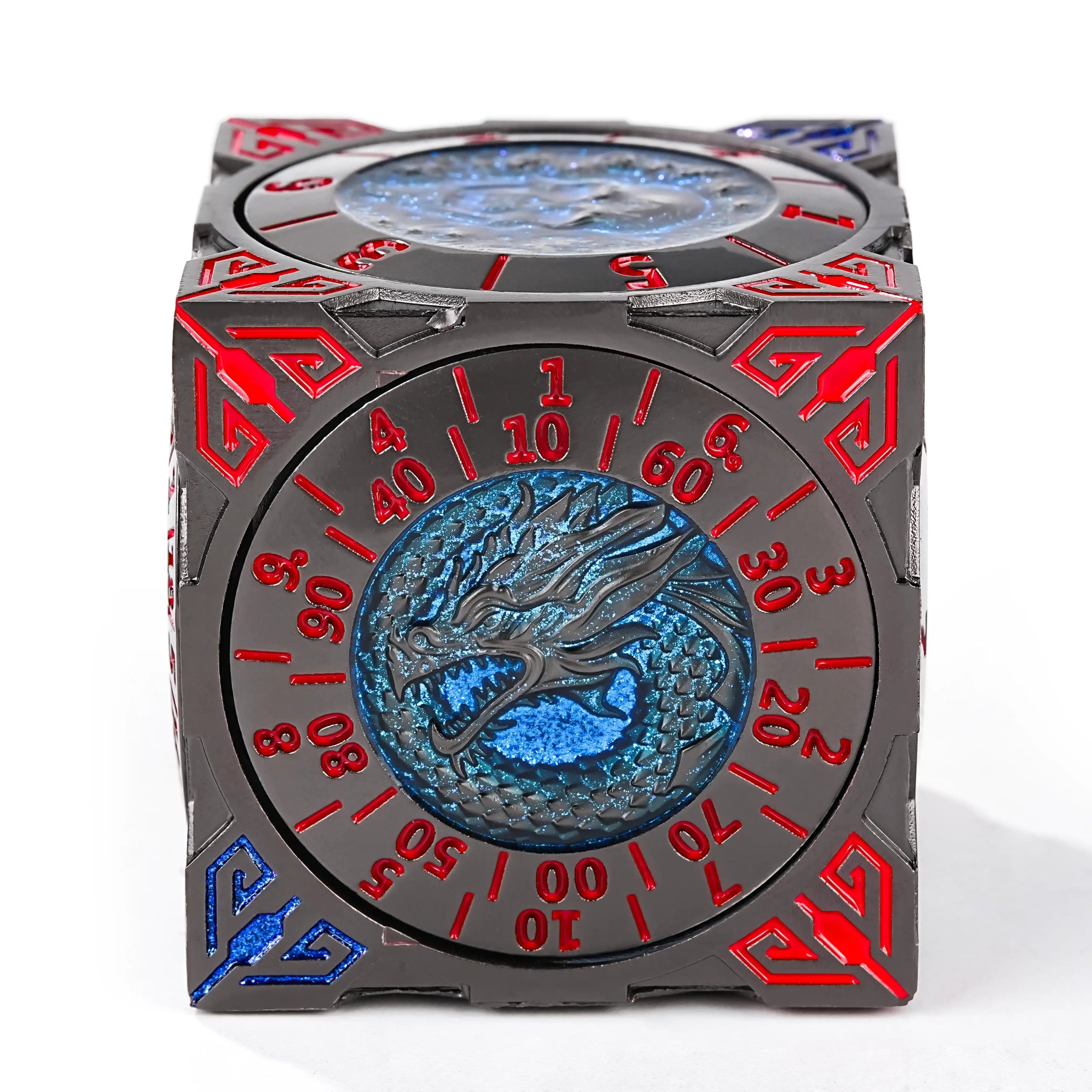 Cool Desktop Spinner Die: Black Nickel & Red Solid Metal DND 6-Sided Spinner Dice | Bear Dice