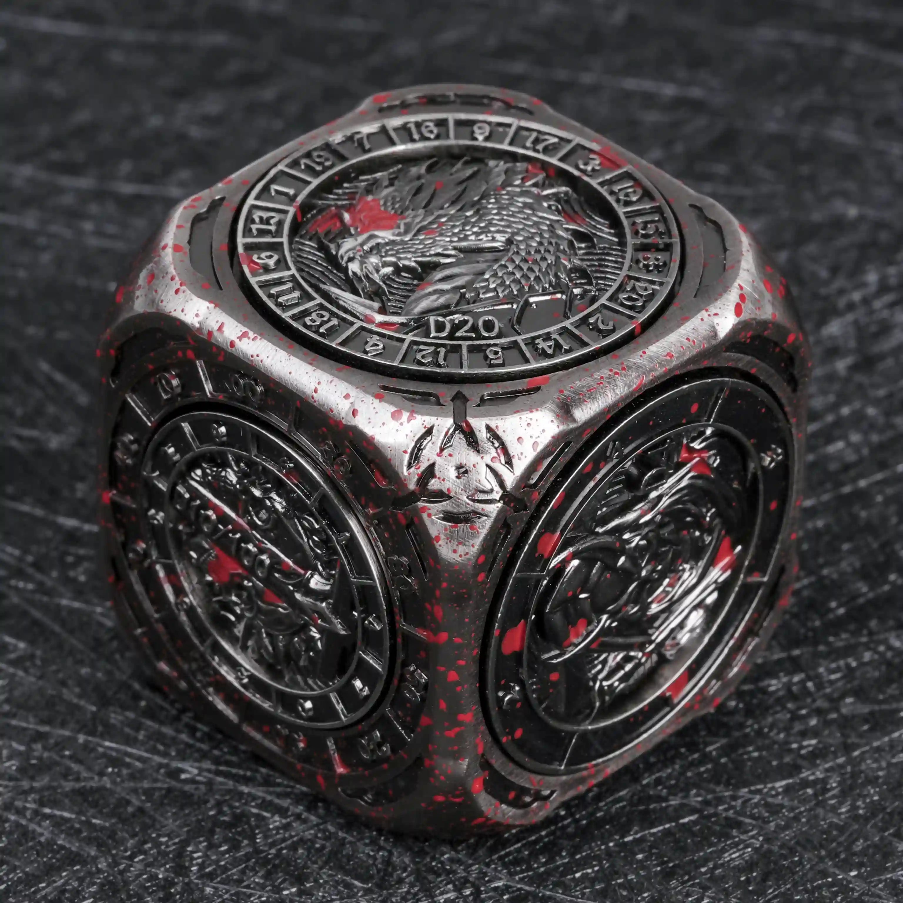 Kickstarter Dice - Bloodstained 7-in-1 Unique Metal D6 Spinning Dice | Bear Dice