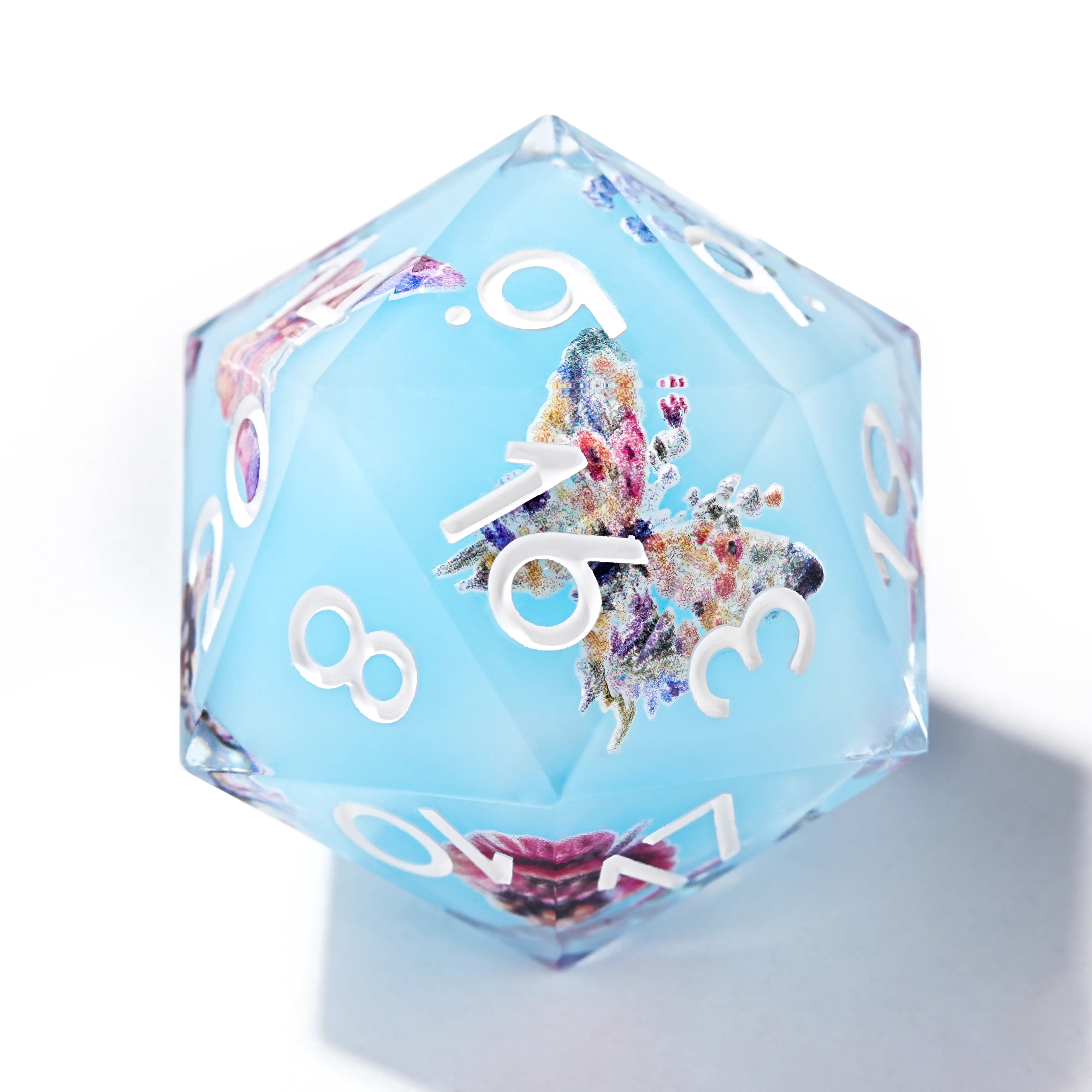 Dream Series-Light Blue Butterfly Resin DND Dice Set