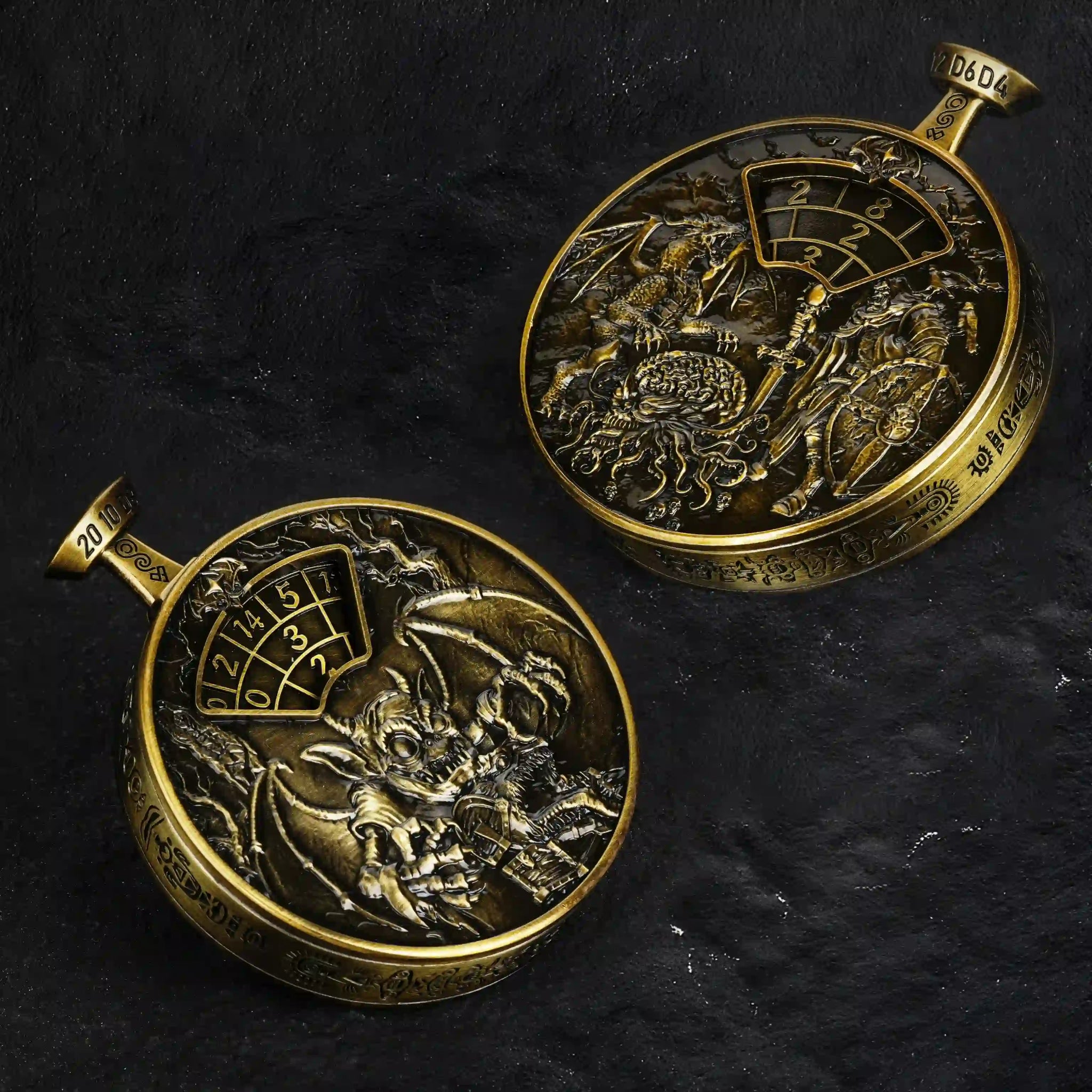 Cool antique gold DND spinning dice pocket watch | Bear Dice