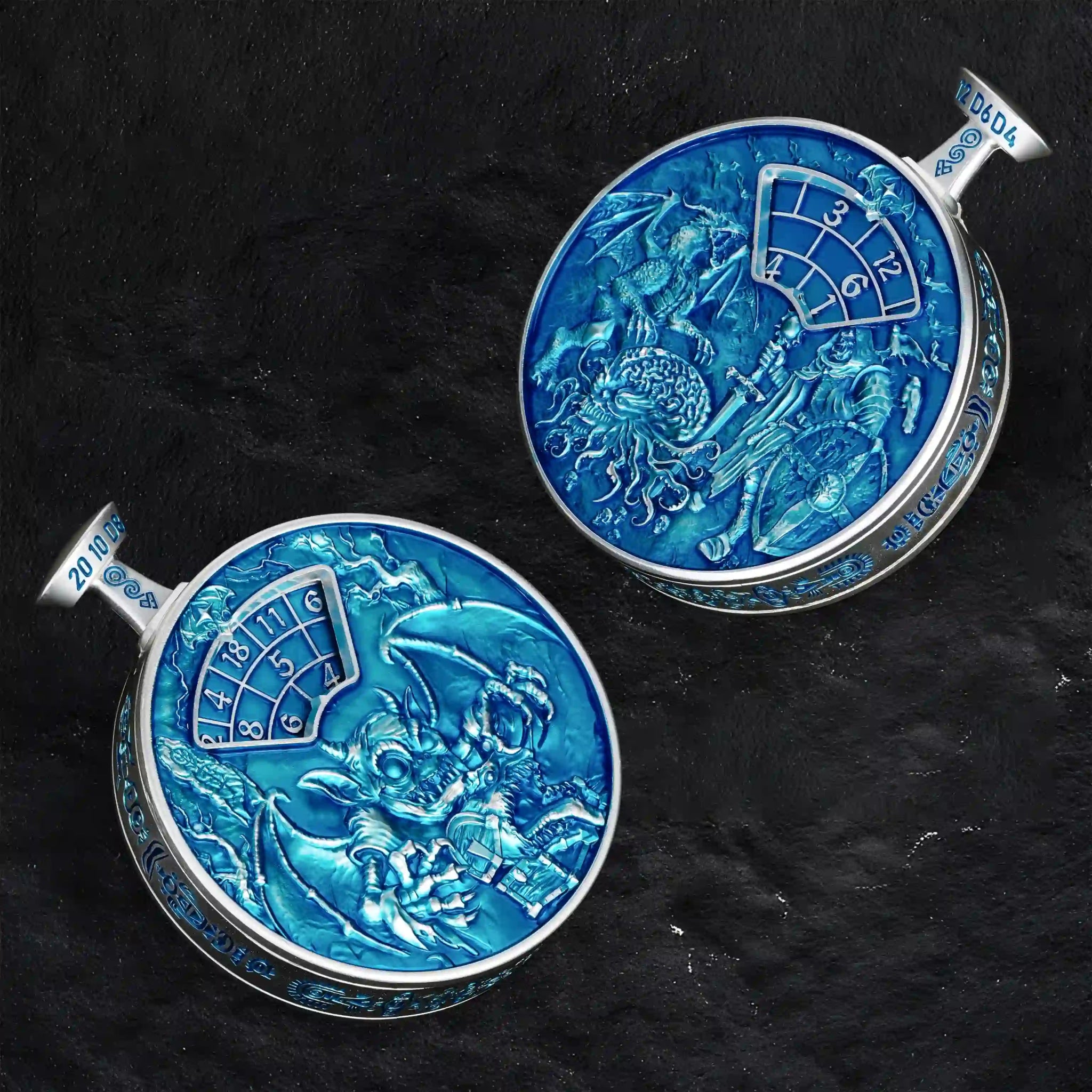 Cool blue DND spinning dice pocket watch | Bear Dice