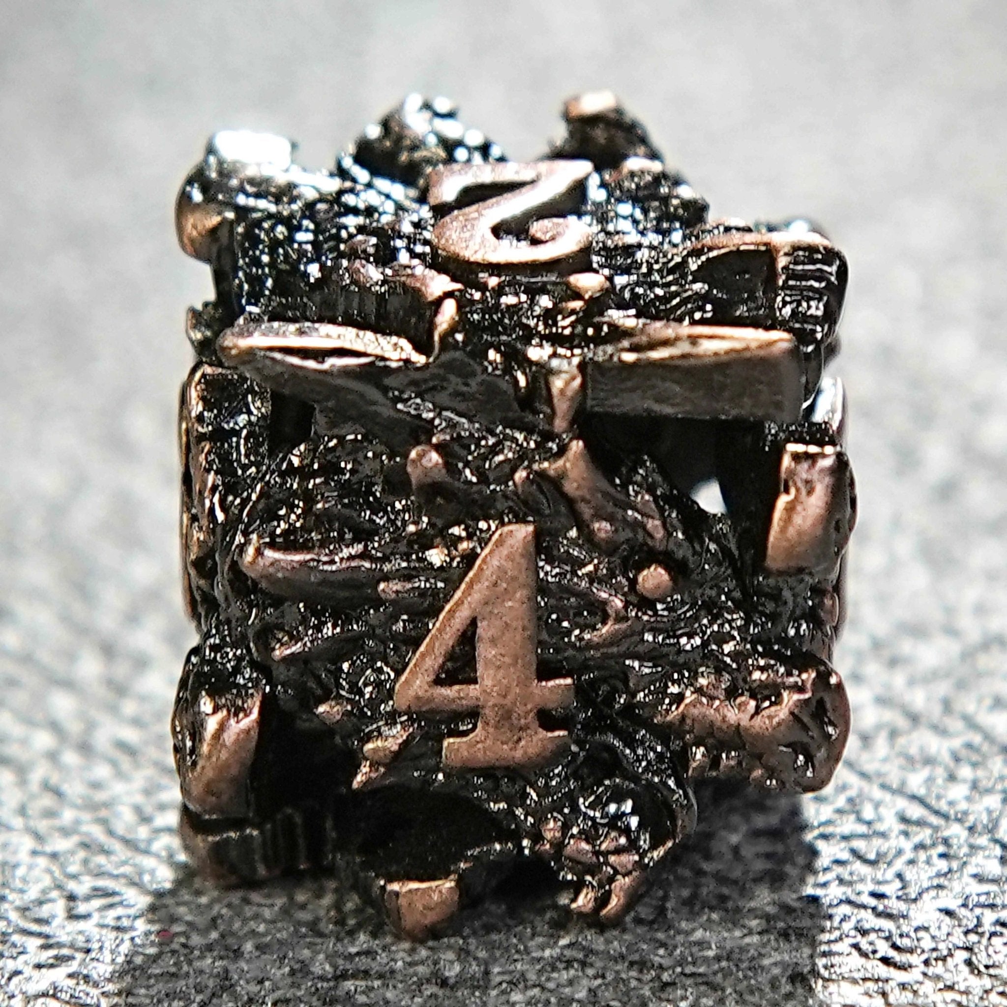 Copper Metal Hollow 3D Dragon Head D6 Dice | Bear Dice