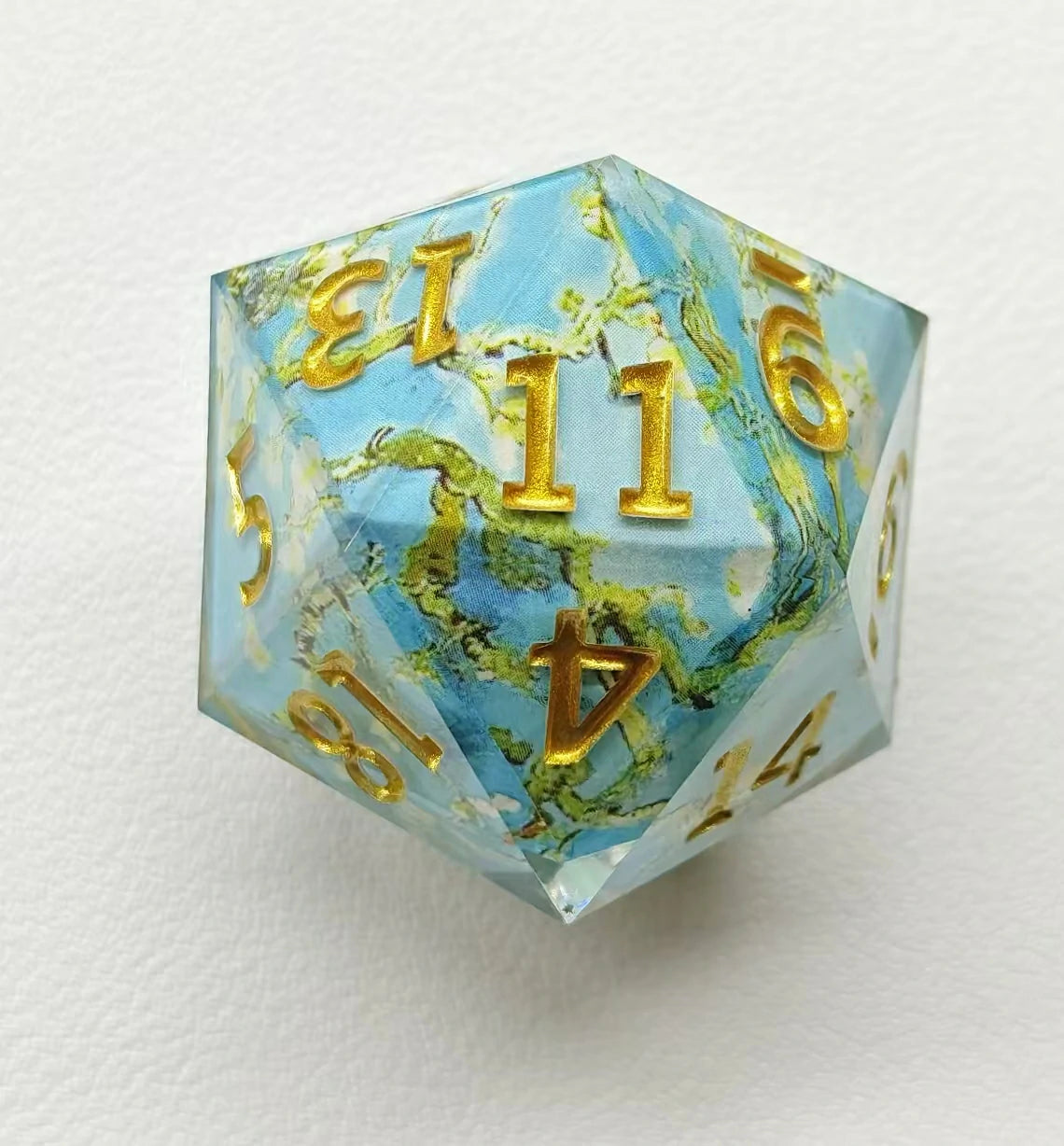 Custom Personalized 35mm D20 Resin Die with Full-Wrap Design