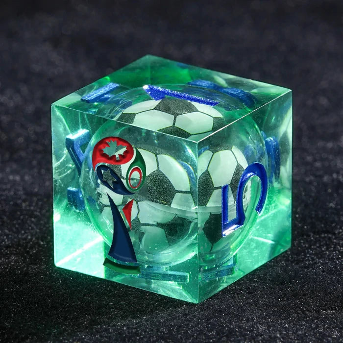 Custom Football D6 Dice Engraved with the World Cup Trophy | Bear Dice